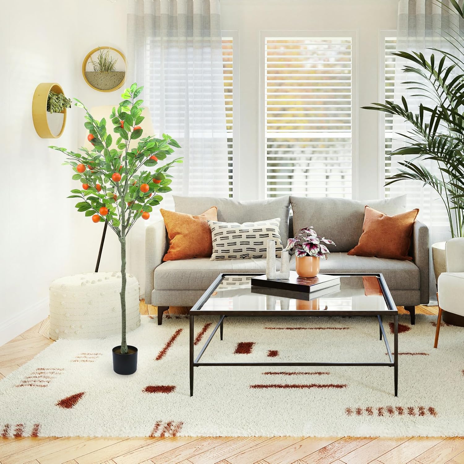 5 Feet Artificial Orange Tree with Faux Fruit Decor