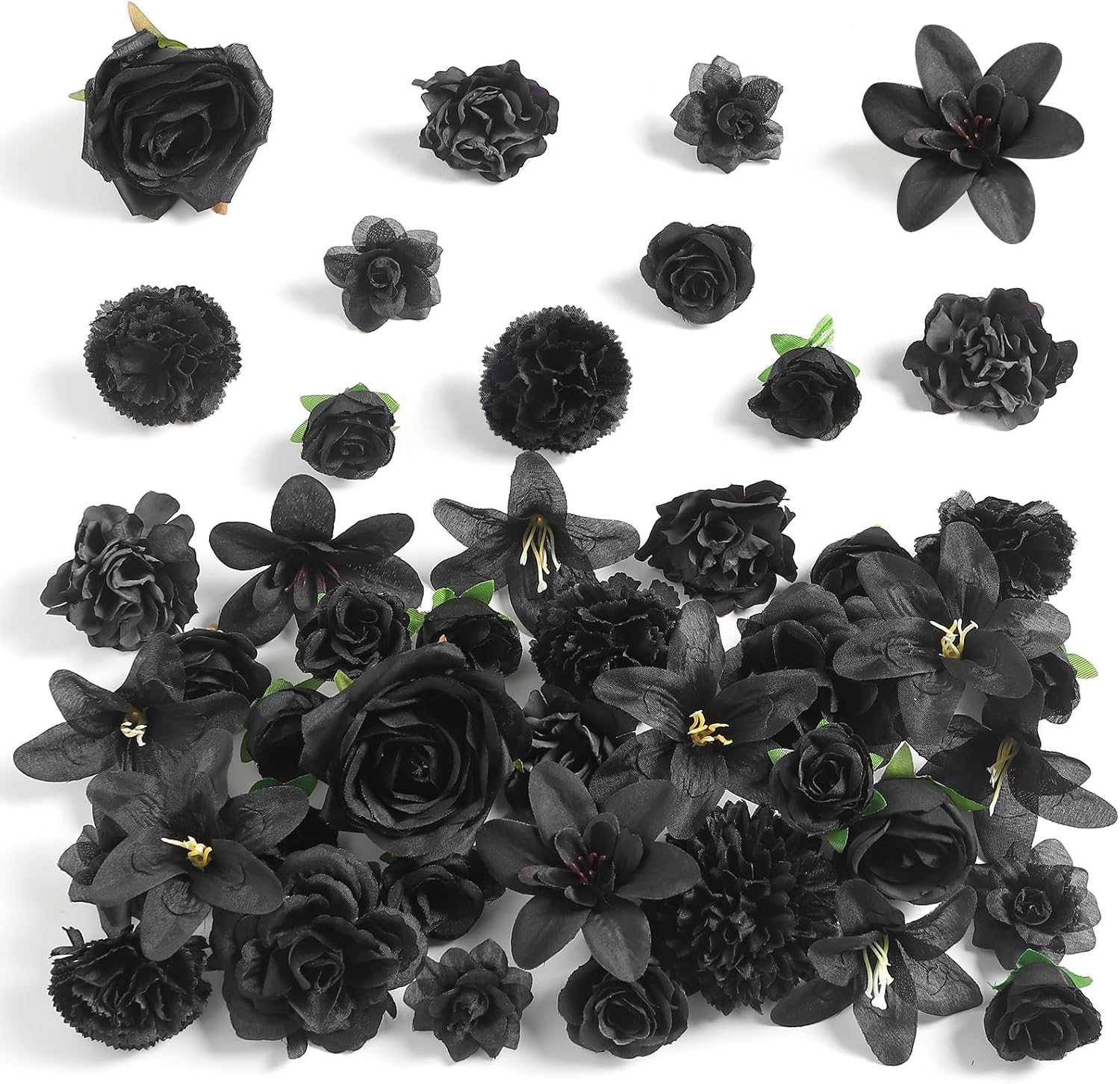 48-Pack Black Artificial Flowers for Crafts and Decor