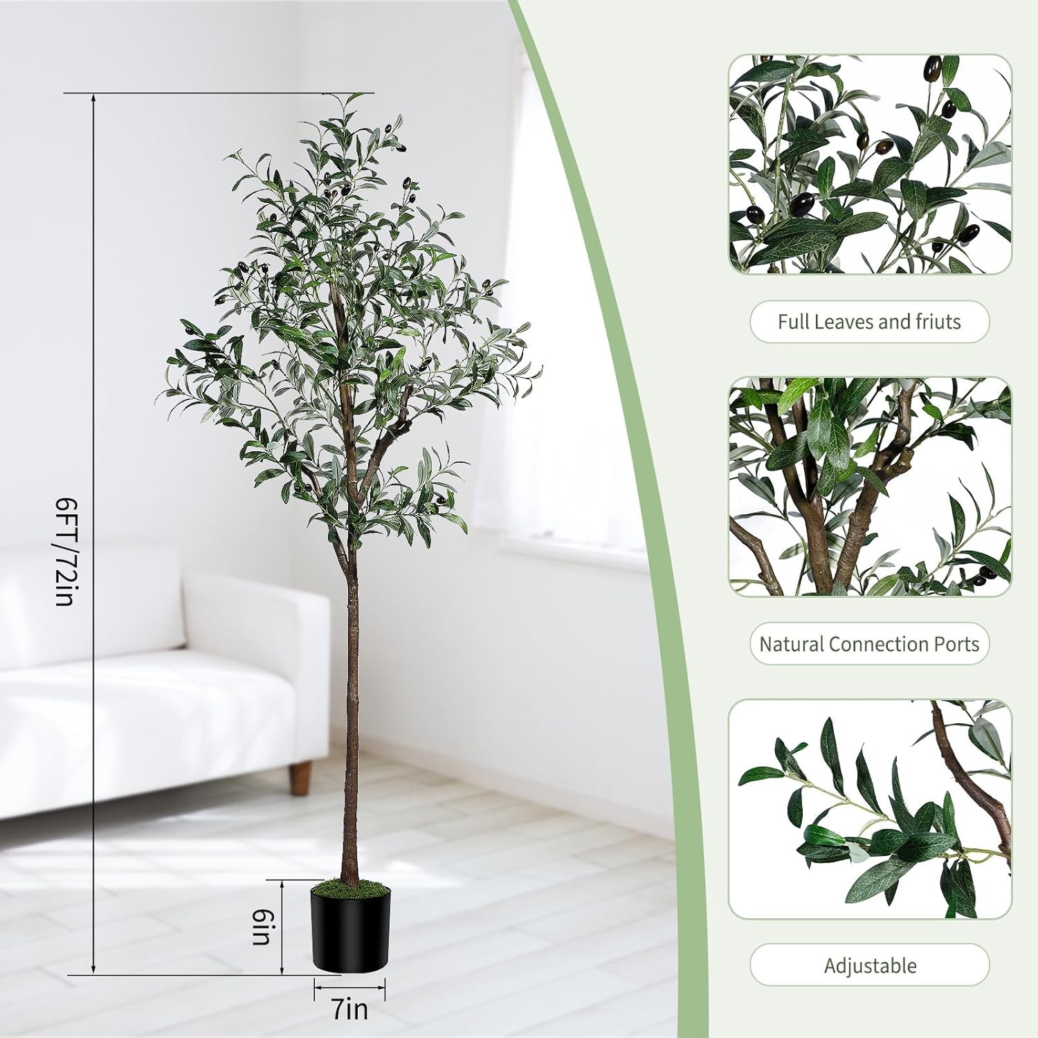 DIIGER 6FT Artificial Olive Tree with Fruits and Leaves