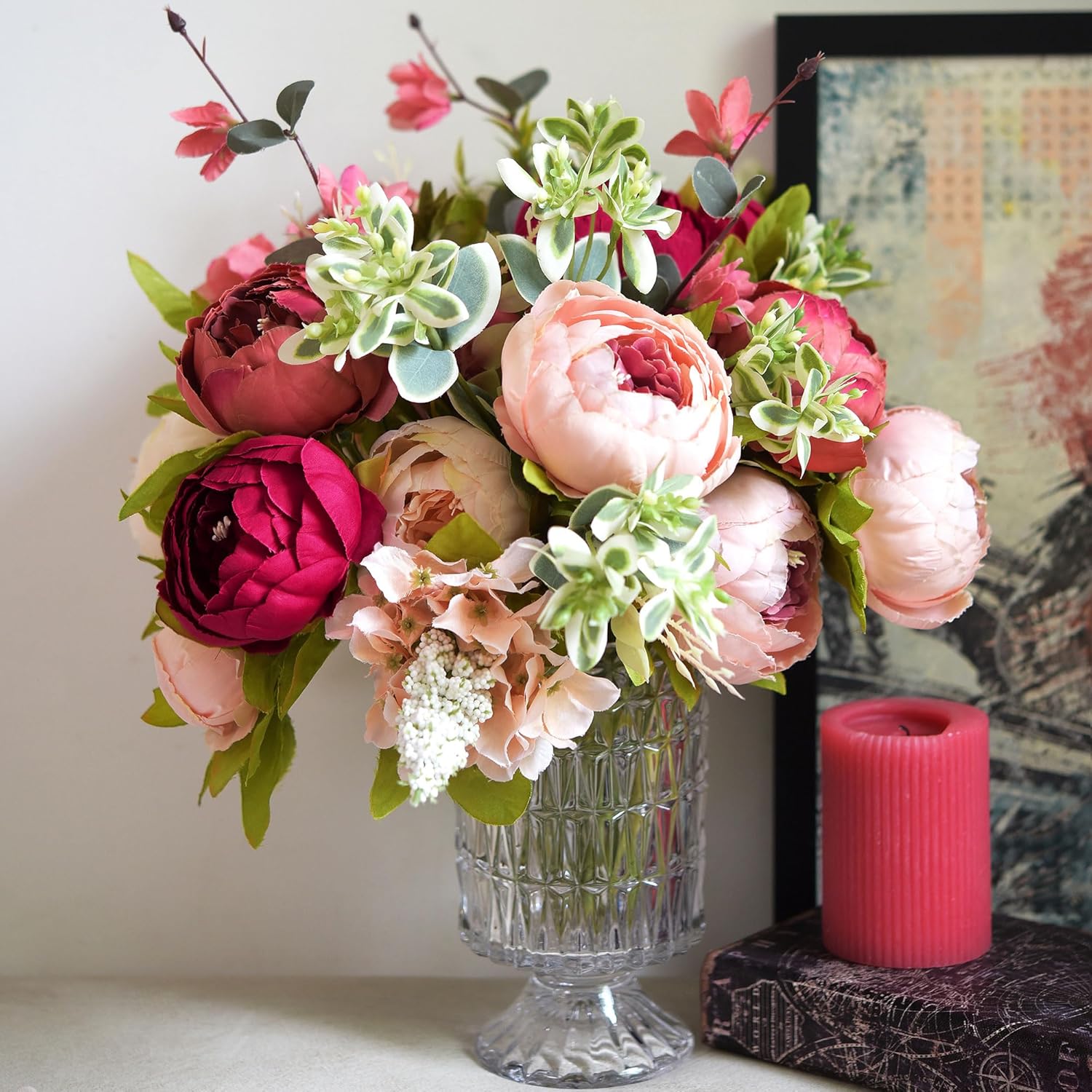 FiveSeasonStuff Passion Blush Artificial Peony Bouquet