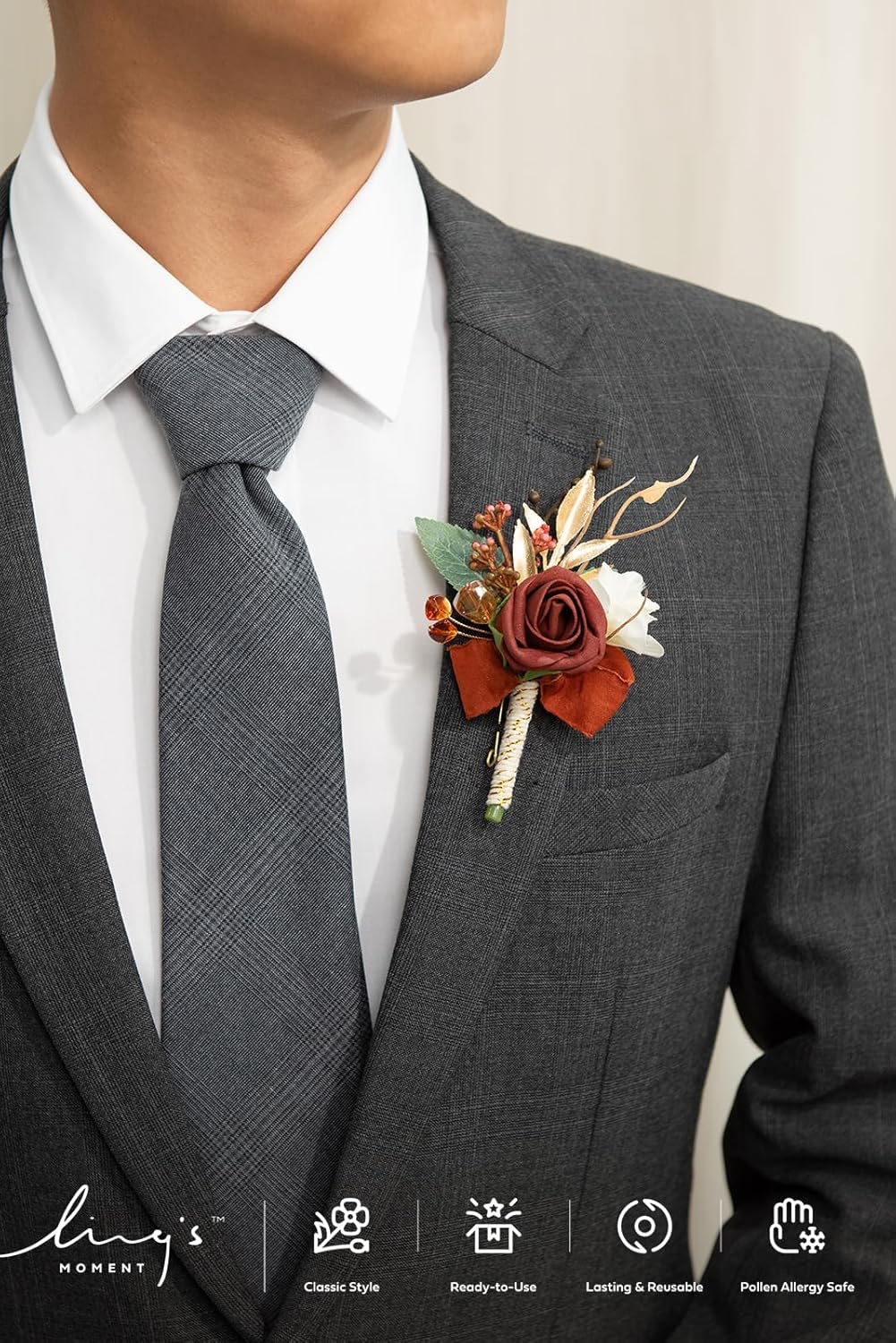 Lings Moment Terracotta Orange Boutonniere Set 1
