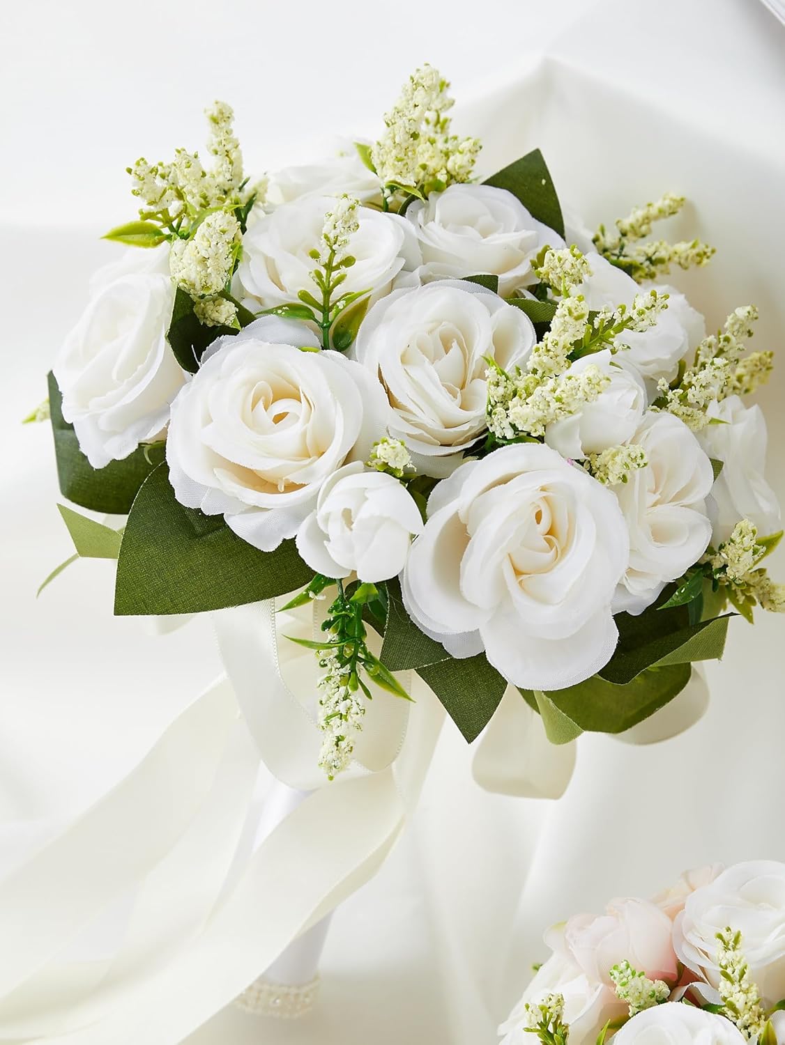 Meldel Ivory Wedding Bouquets Set with Corsage and Boutonniere