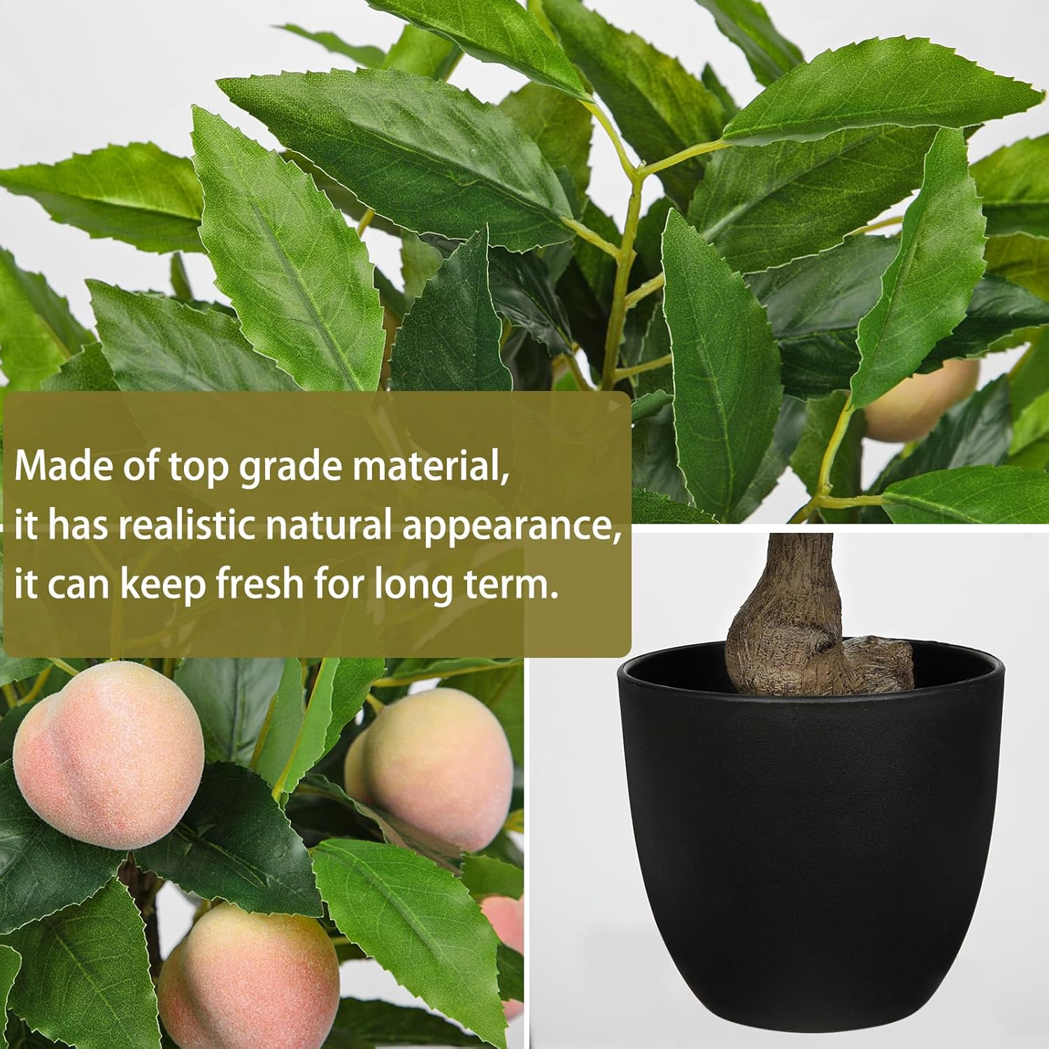 Oairse Artificial Peach Tree 157 Inch with Black Pot