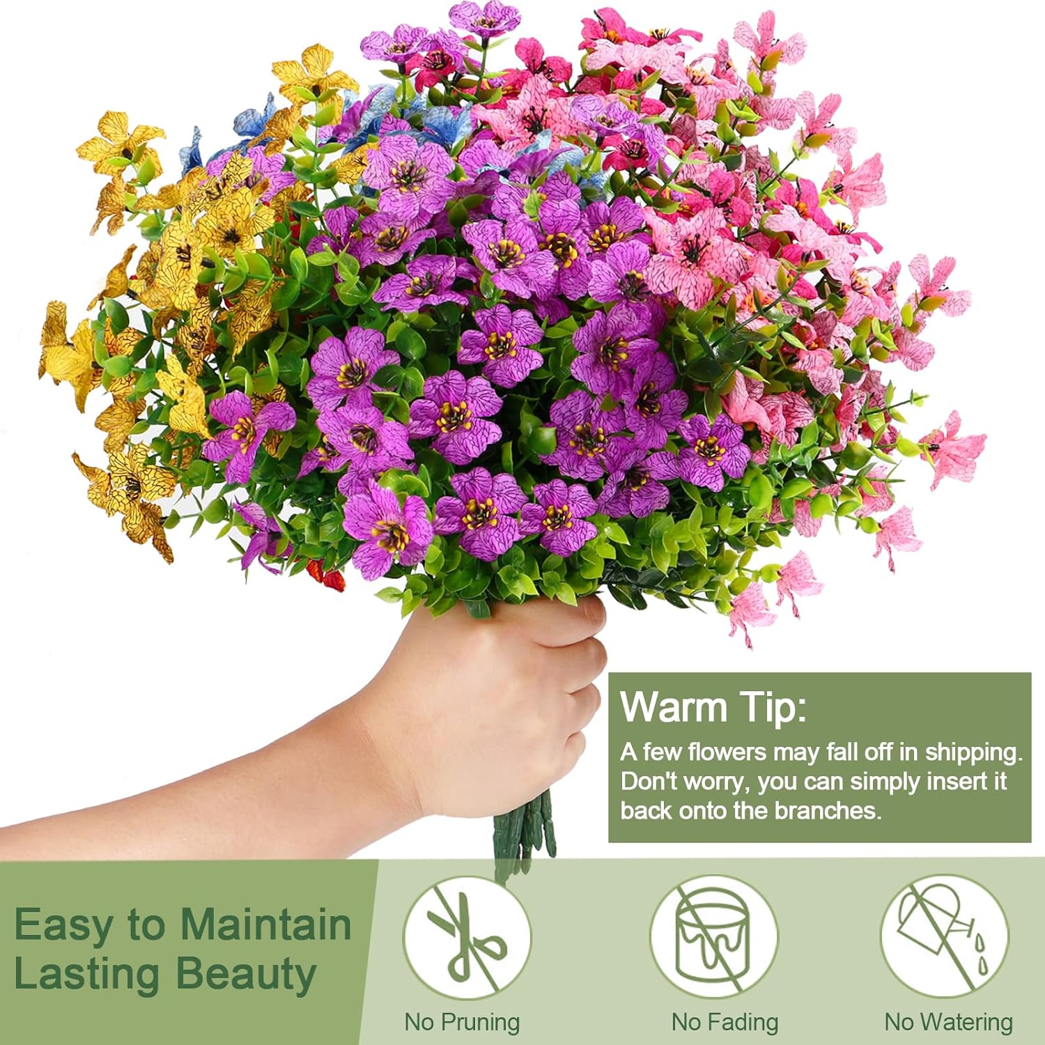 12 Bundles Artificial Flowers Daisies UV Resistant Home Decor