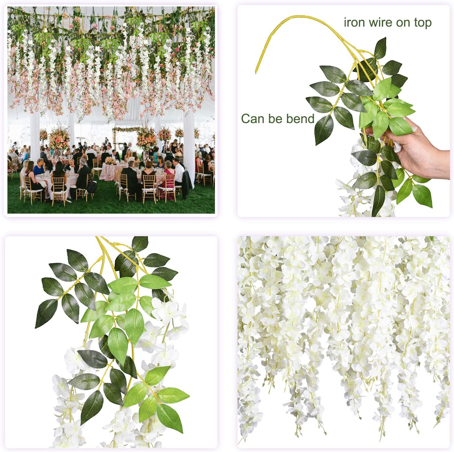 DearHouse 6 Pack Artificial Wisteria Hanging Garland