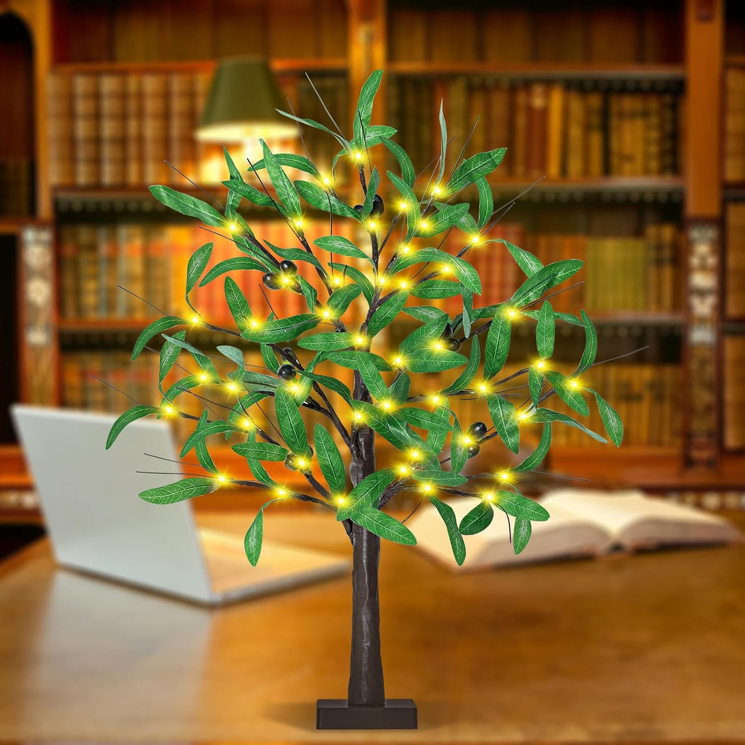 24 Inch Lighted Olive Tree with 36 LED Lights