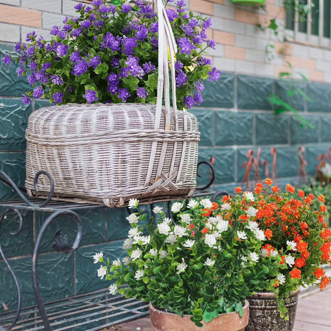 HAPLIA 6 Bundle Artificial Flowers Set - White UV Resistant