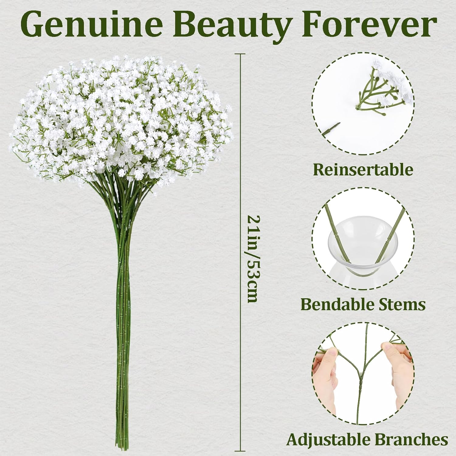 Waipfaru 15Pcs Artificial Babys Breath Flowers