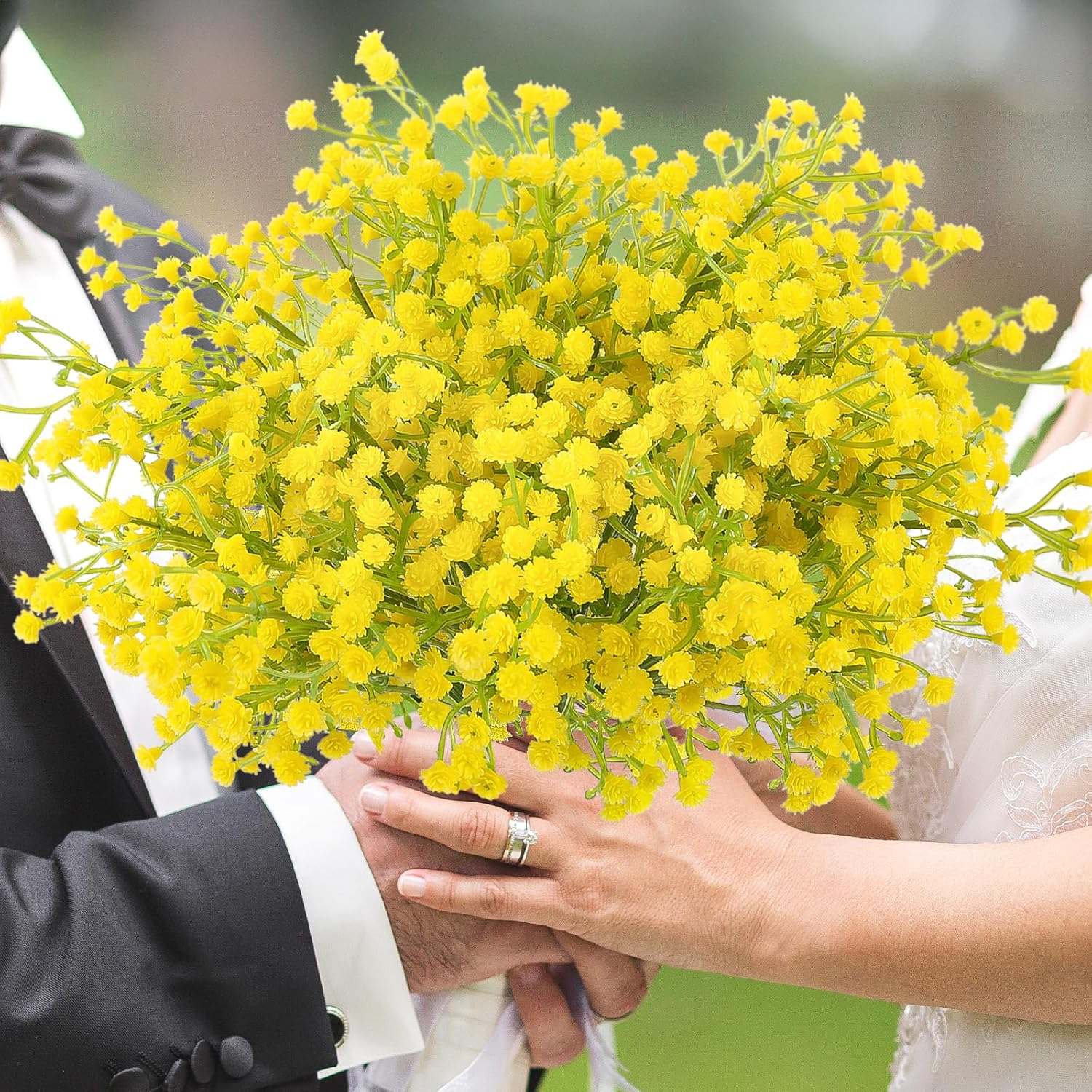 NT NIETING 10Pcs Yellow Artificial Babys Breath Flowers Bouquet Filler