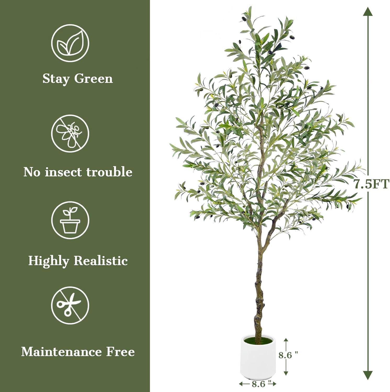 Tings Time 75ft Artificial Olive Tree with Potted Planter
