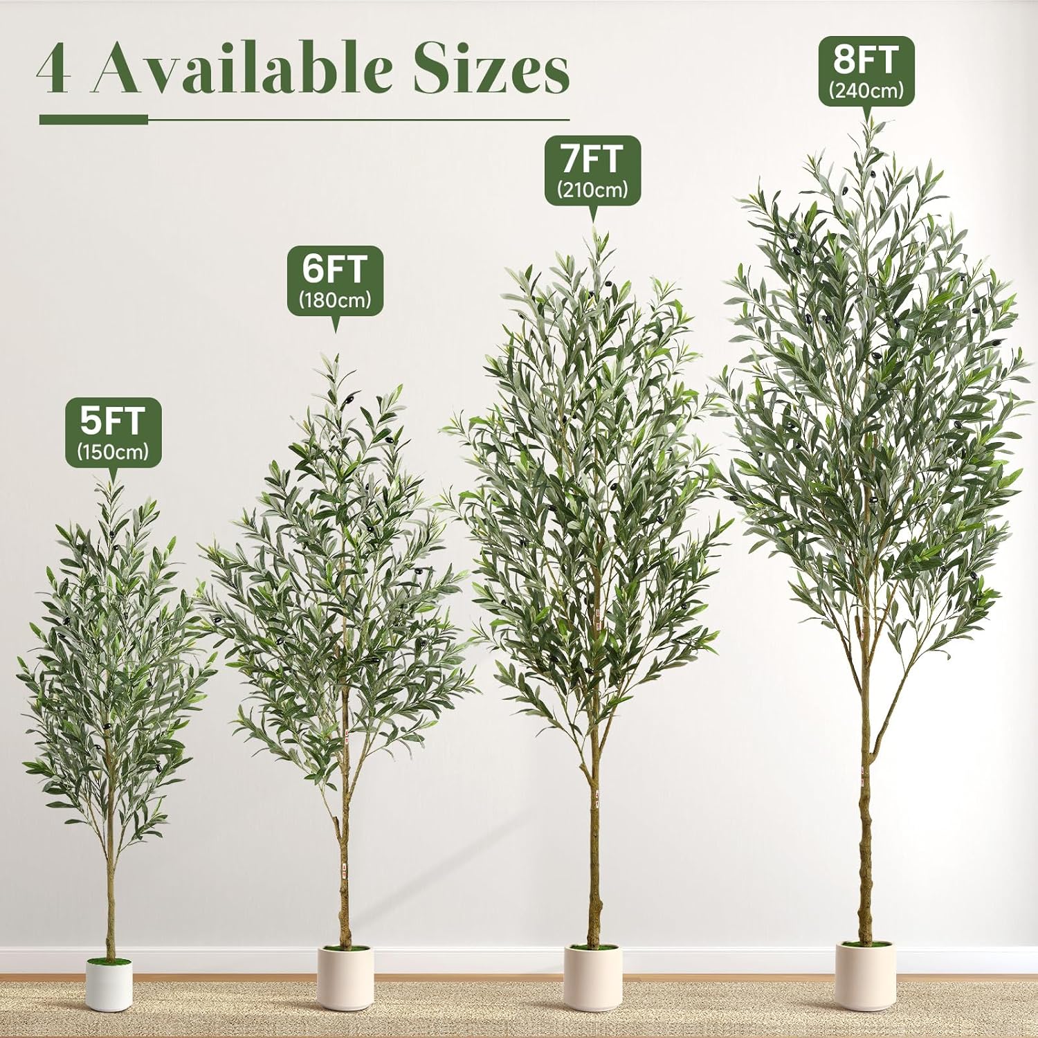 7FT Artificial Olive Tree with Realistic Fruits and Trunk