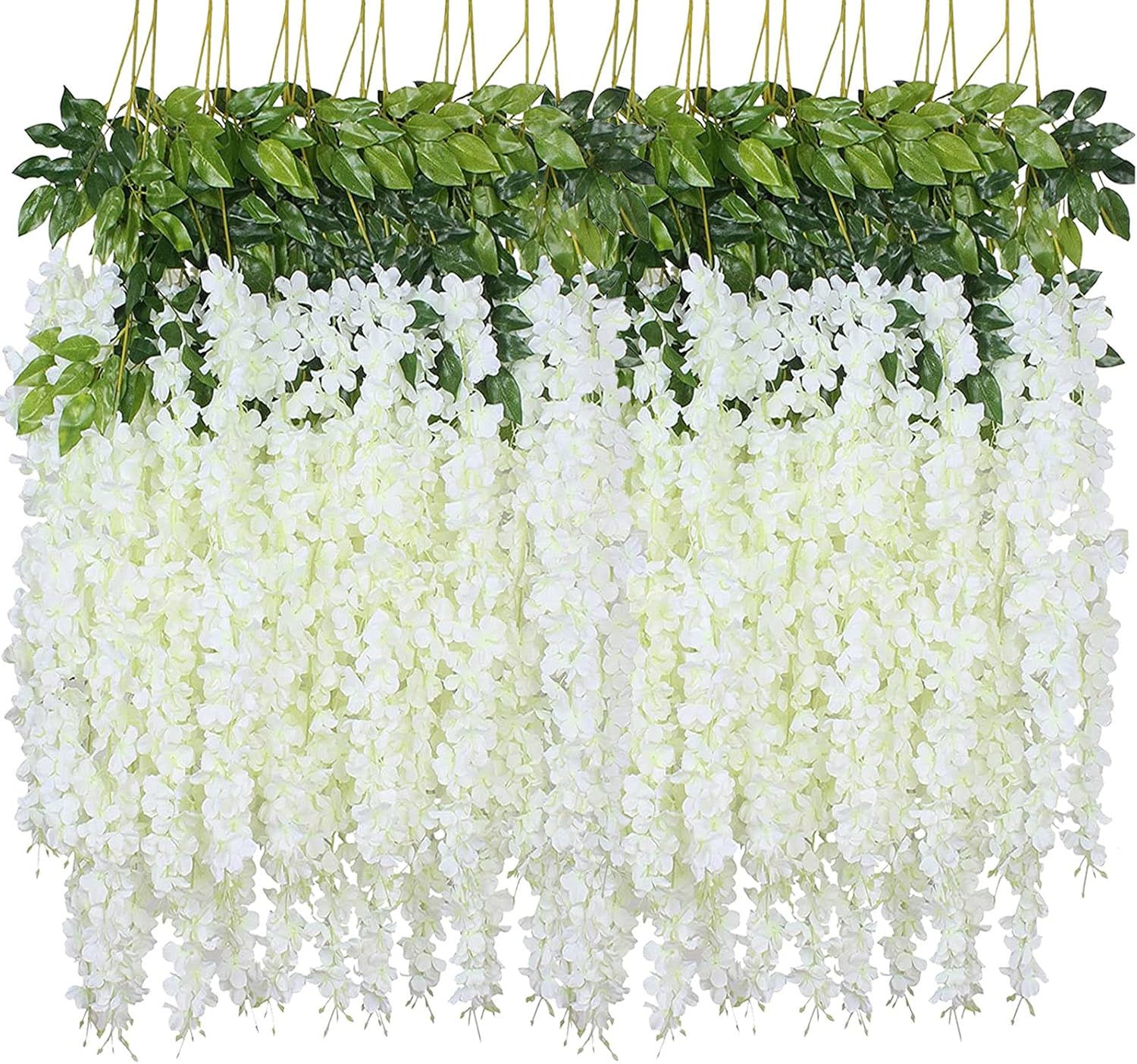 WEISPARK Artificial Wisteria Vine Garland - 12 Pieces 375 Feet Each