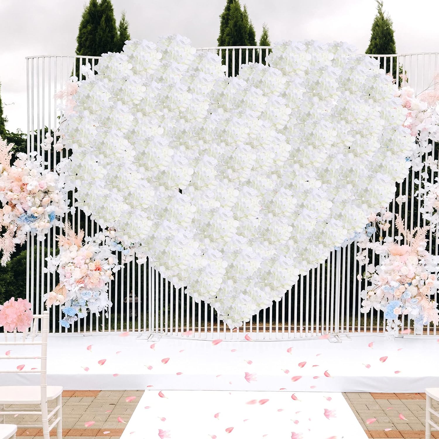 Zeyune 200 Pcs White Artificial Hydrangeas with Stems