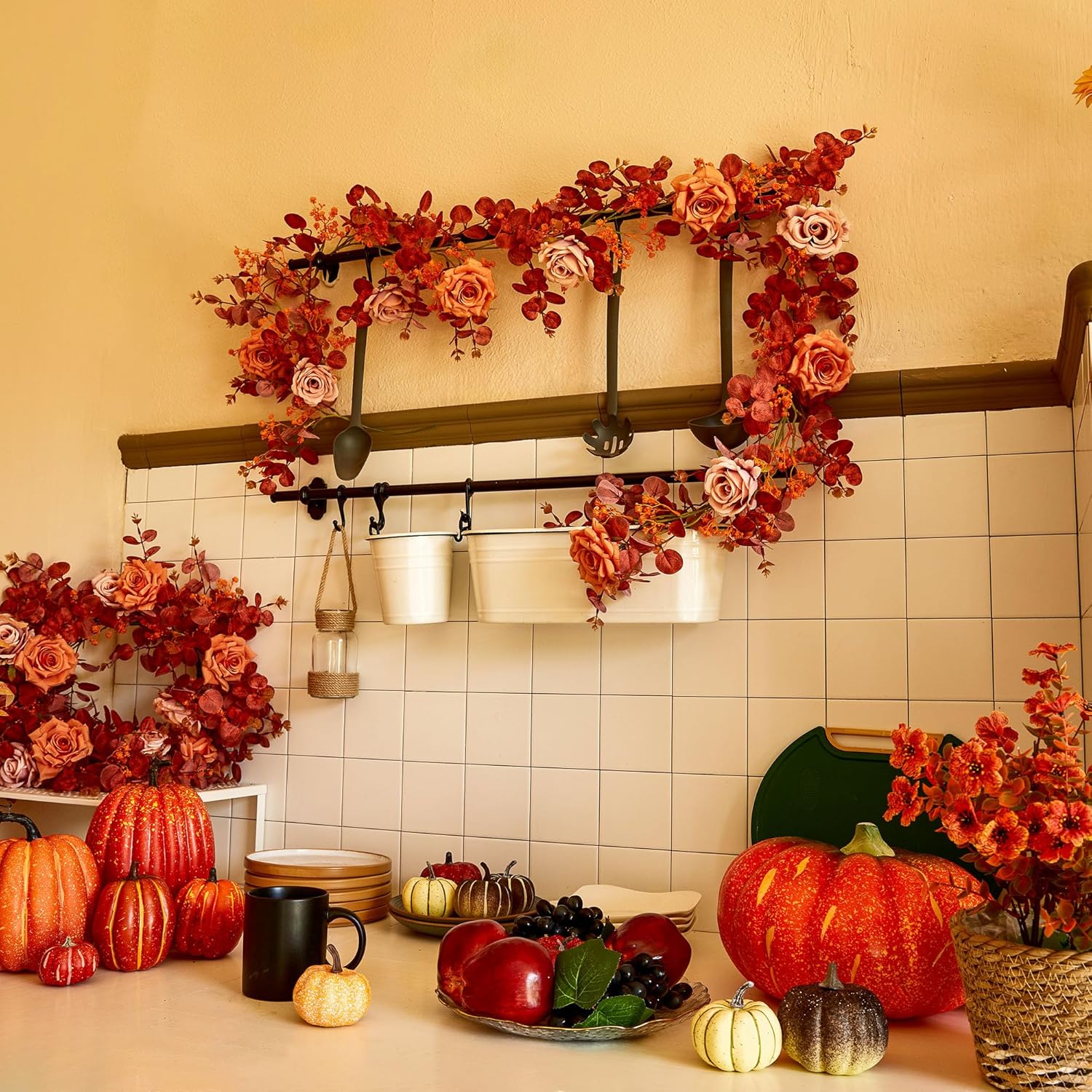 Annas Whimsy 591FT Artificial Eucalyptus Garland with Flowers 1