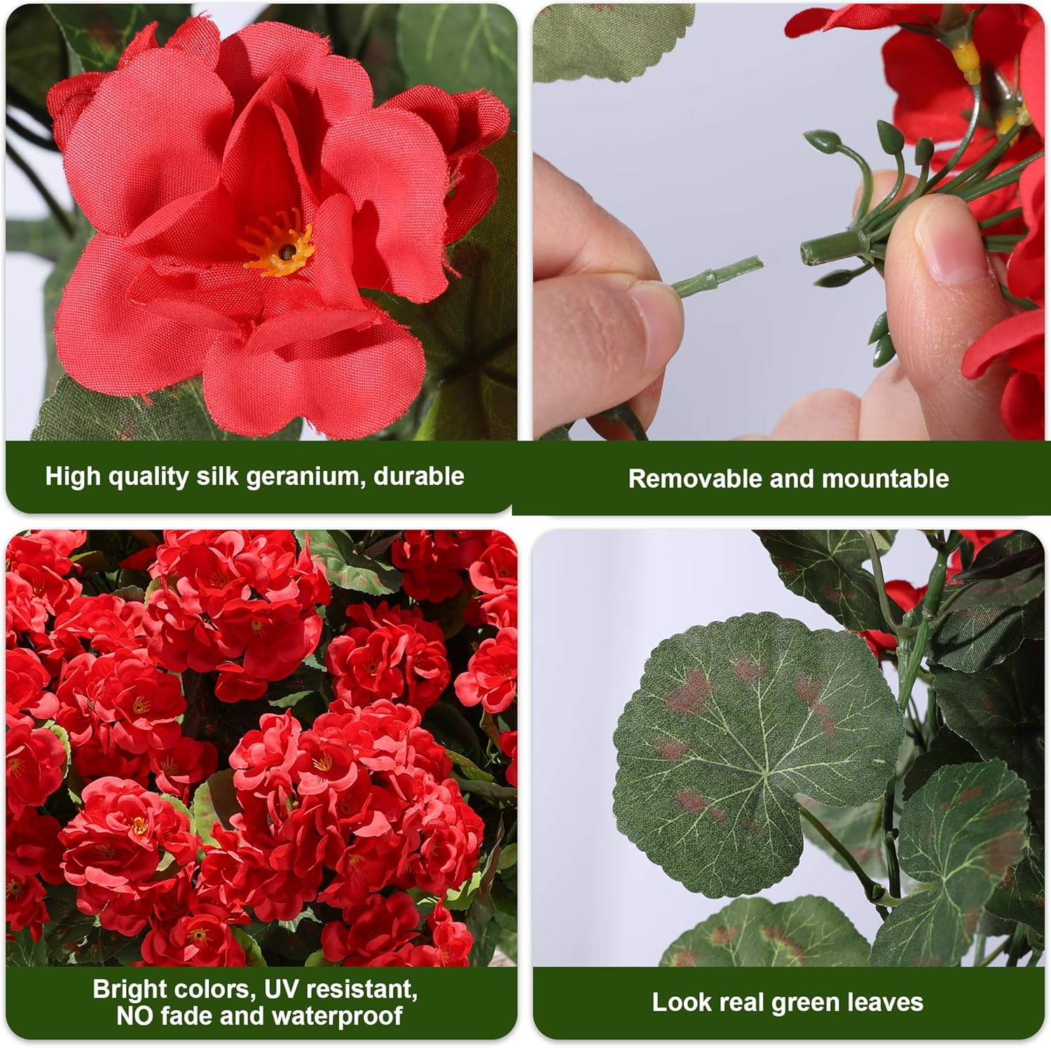 HyeFlora Artificial Geraniums for Outdoor Decoration