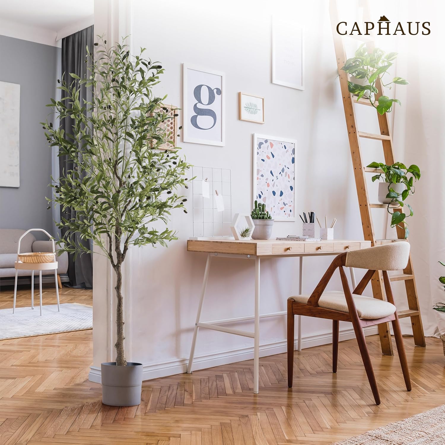 CAPHAUS 7 Feet Artificial Olive Tree with Pot