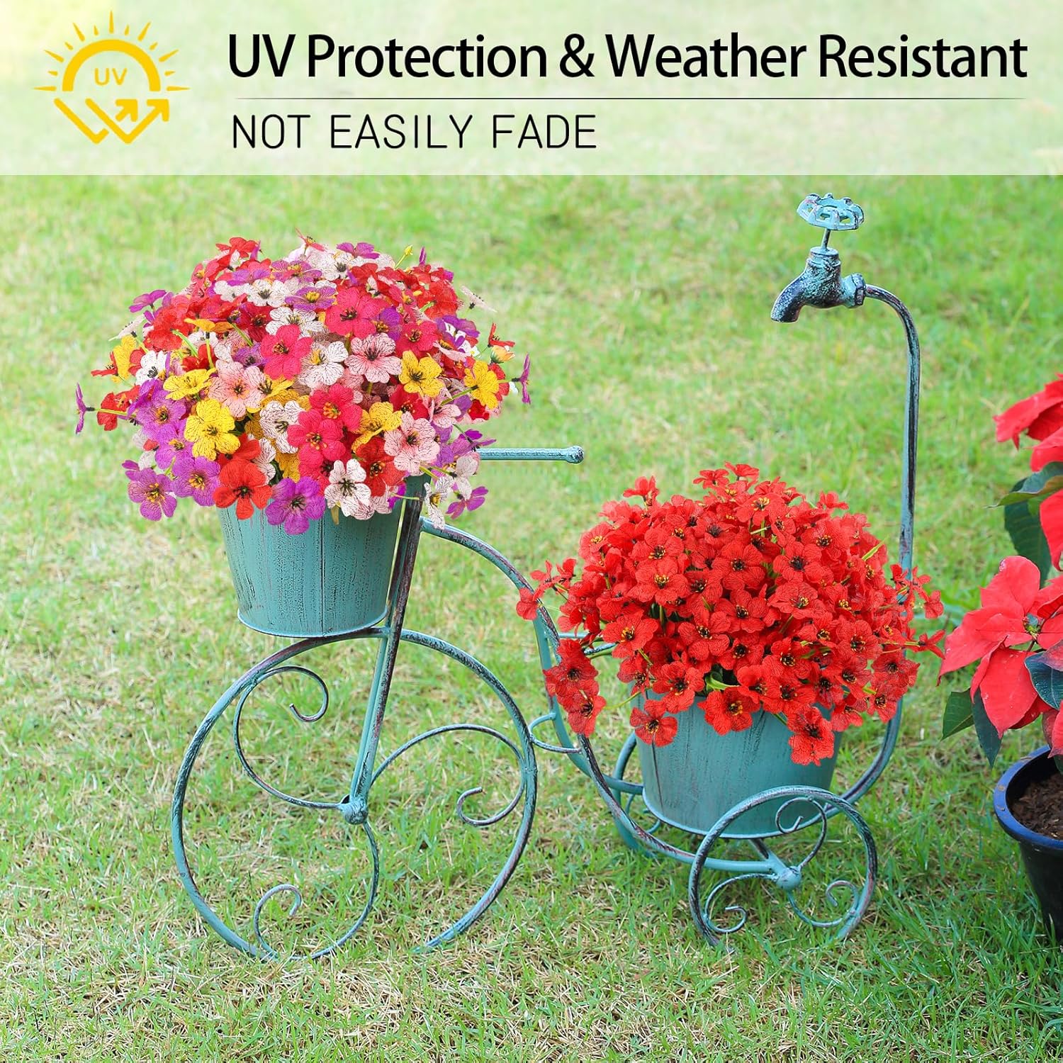 MACTING Artificial Flowers 6 Bundles UV Resistant Outdoor Decor