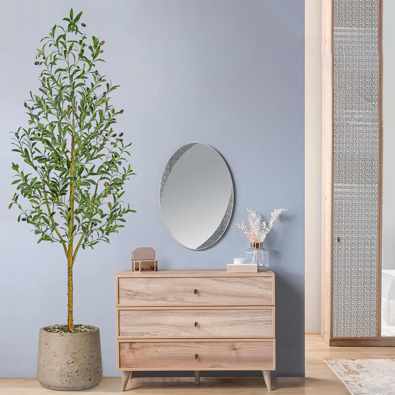Artificial Olive Tree with White Planter Home Decor