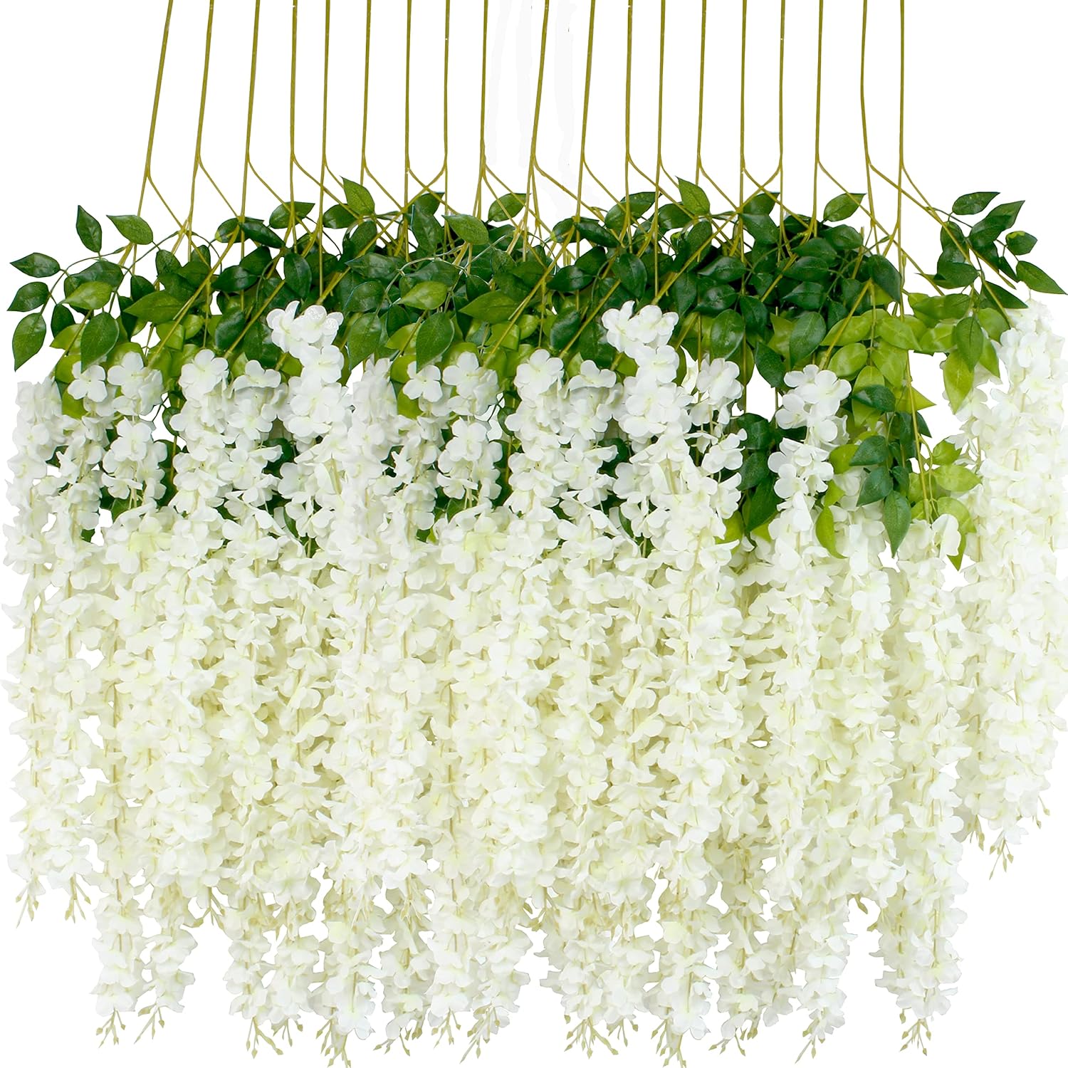 12Pcs Artificial Wisteria Flowers Hanging Garland Decor
