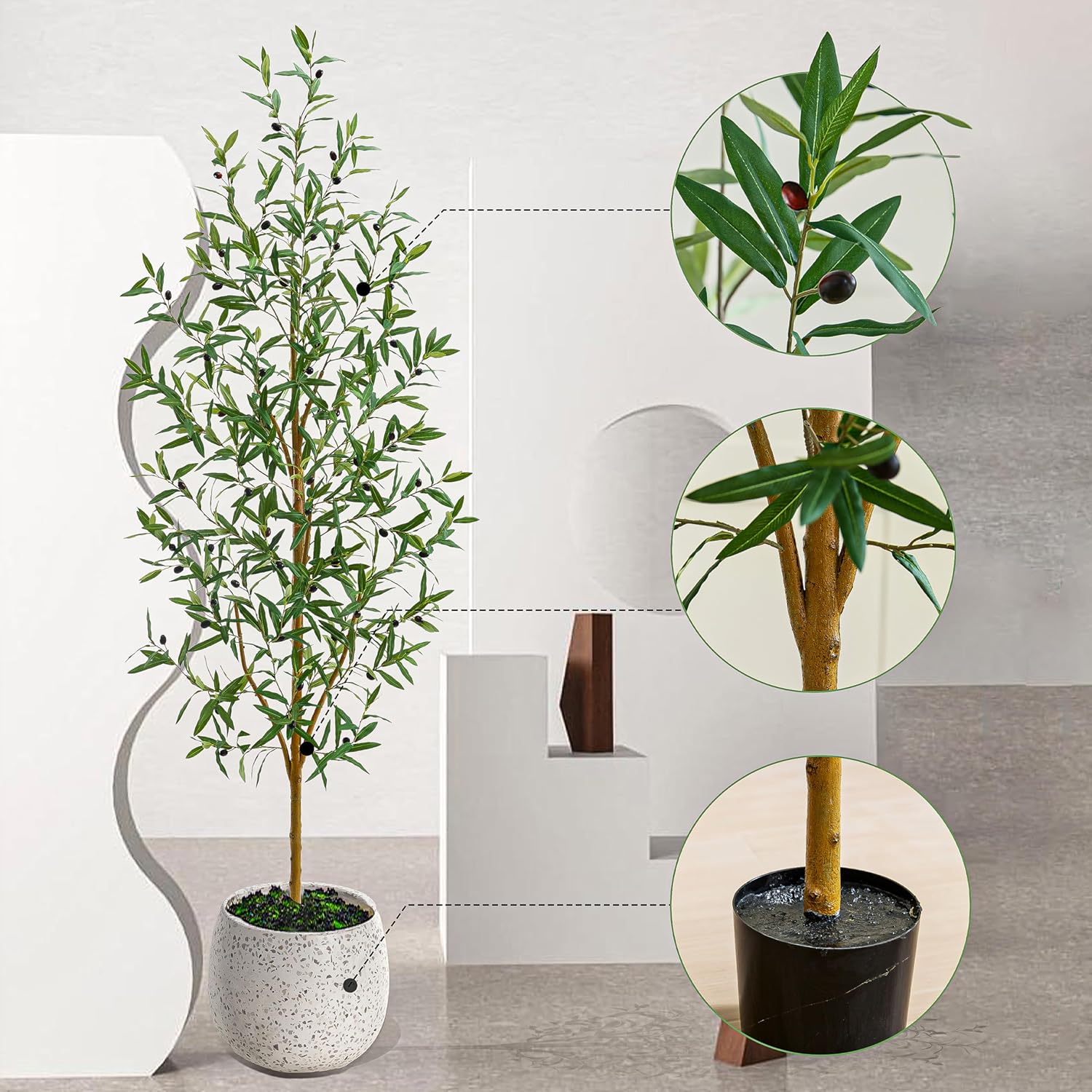 Artificial Olive Trees 6 FT Black Planter