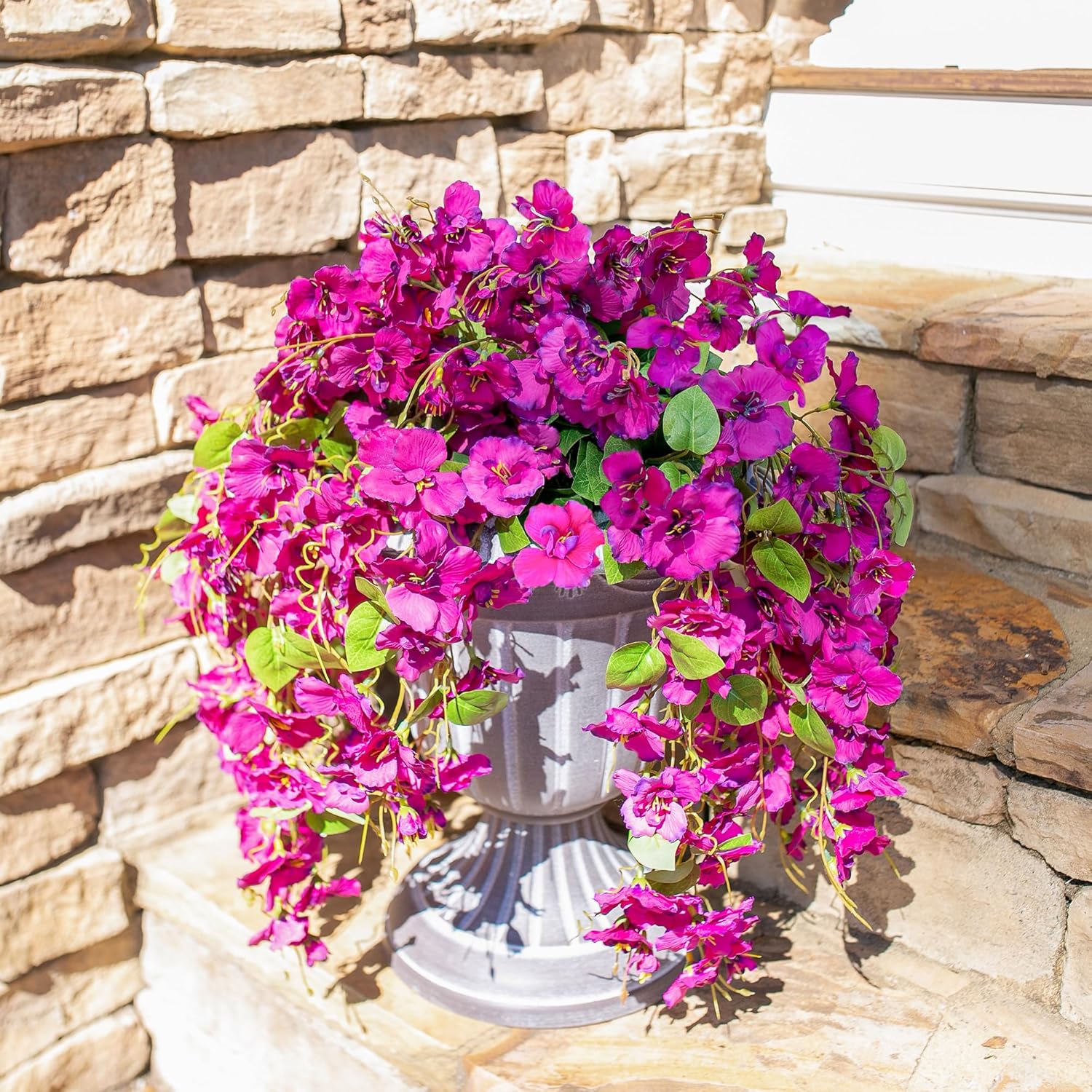 Ivydale Artificial Hanging Hibiscus Flowers 2pcs Fuchsia UV Resistant Decor