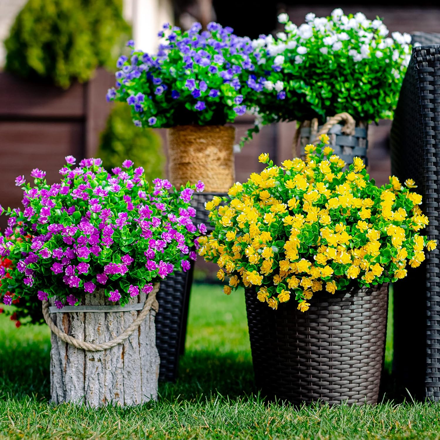 AXYLEX Artificial Flowers 12 Bundles UV Resistant Outdoor Decor