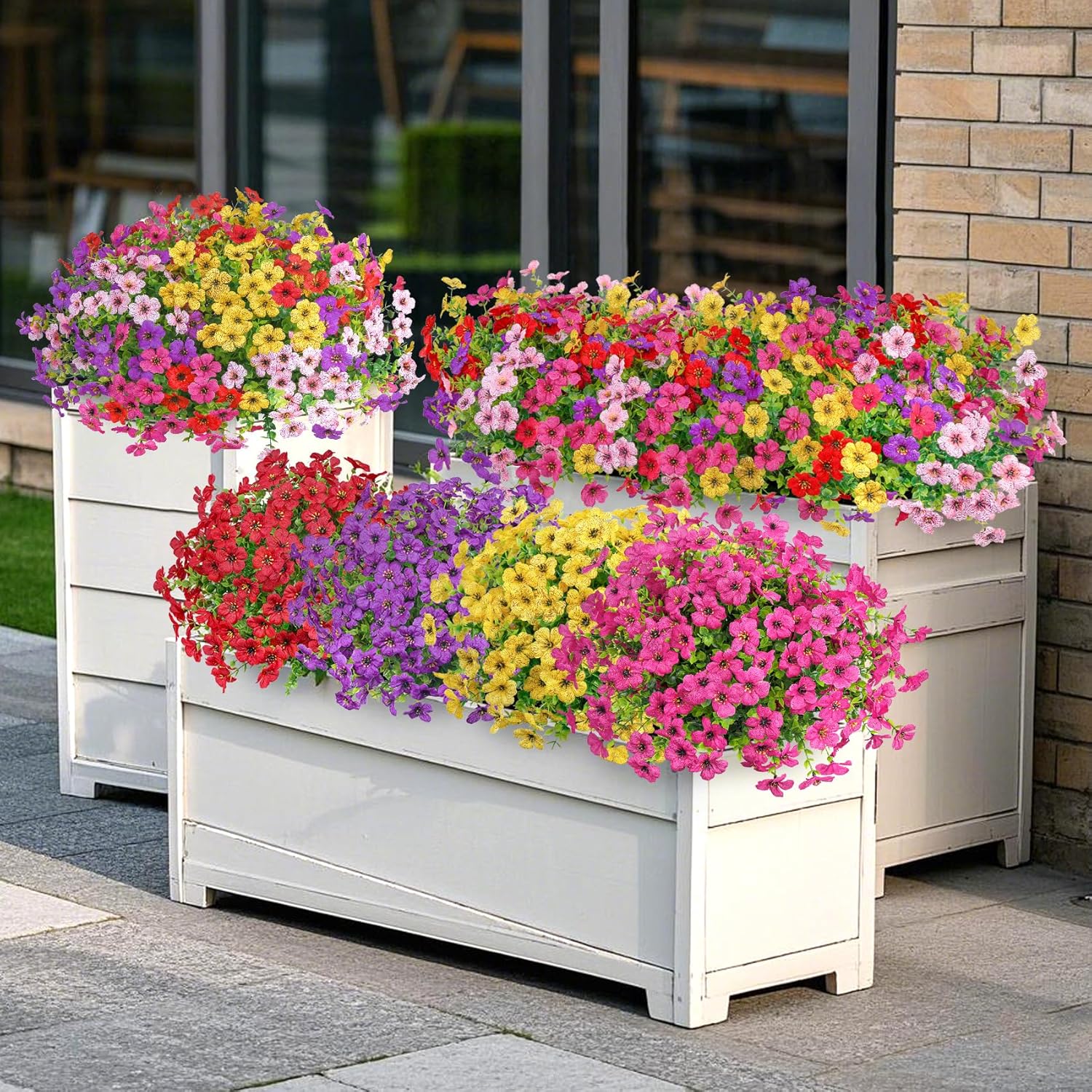 20 Bundles Artificial Flowers for Outdoor Decor