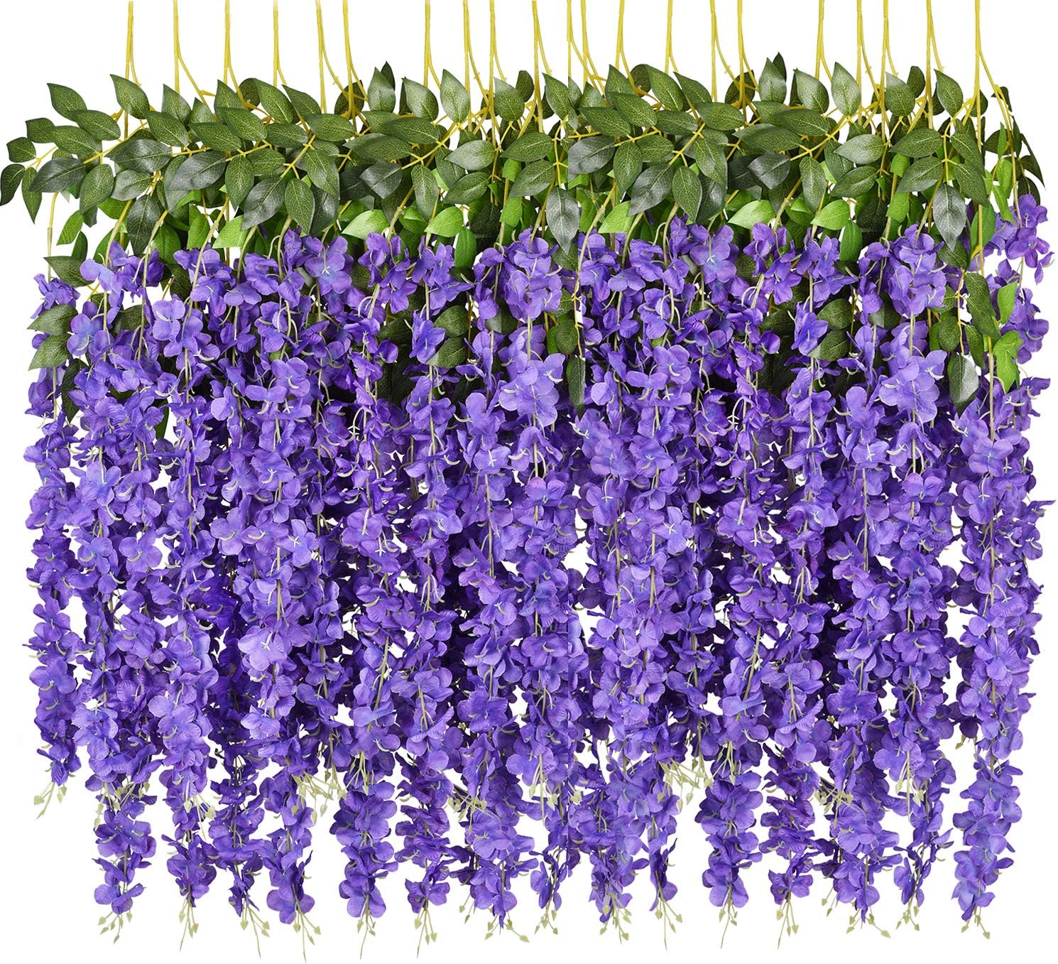 6 Pack Artificial Wisteria Vine Hanging Garland Purple