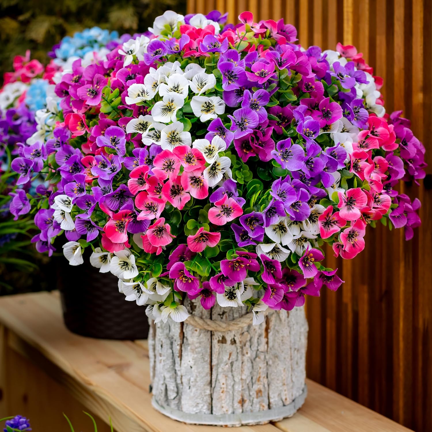 AXYLEX Artificial Pansies Flowers Outdoor Decor 16 Bundles