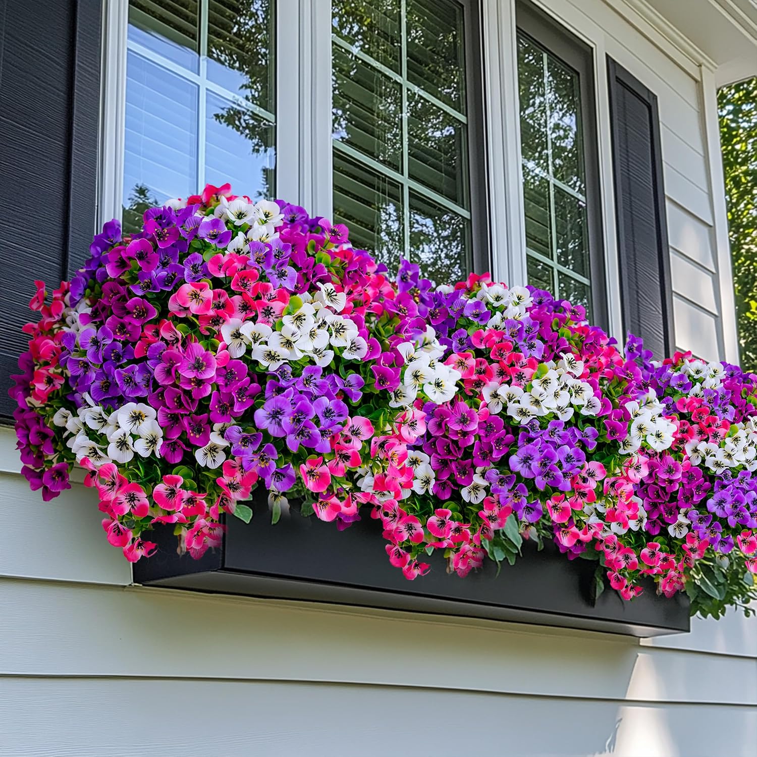 AXYLEX Artificial Pansies Flowers Outdoor Decor 16 Bundles