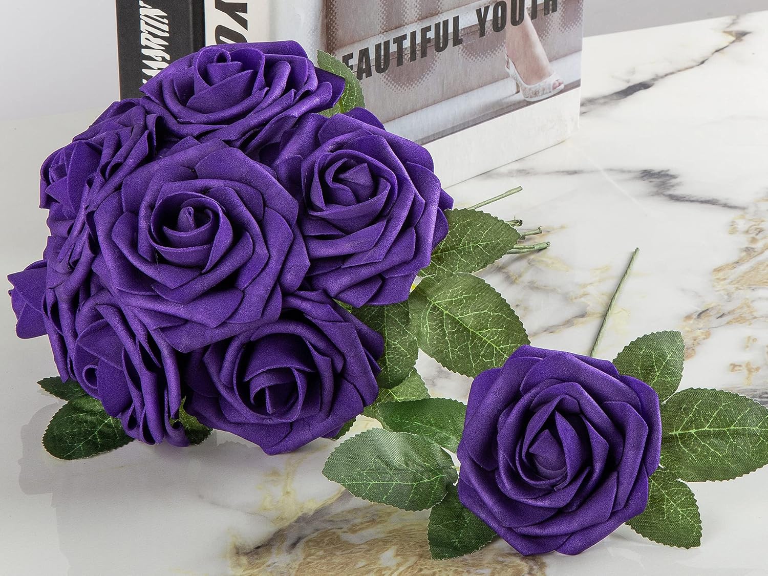 Lansdowns Artificial Foam Rose 25pcs Purple Realistic