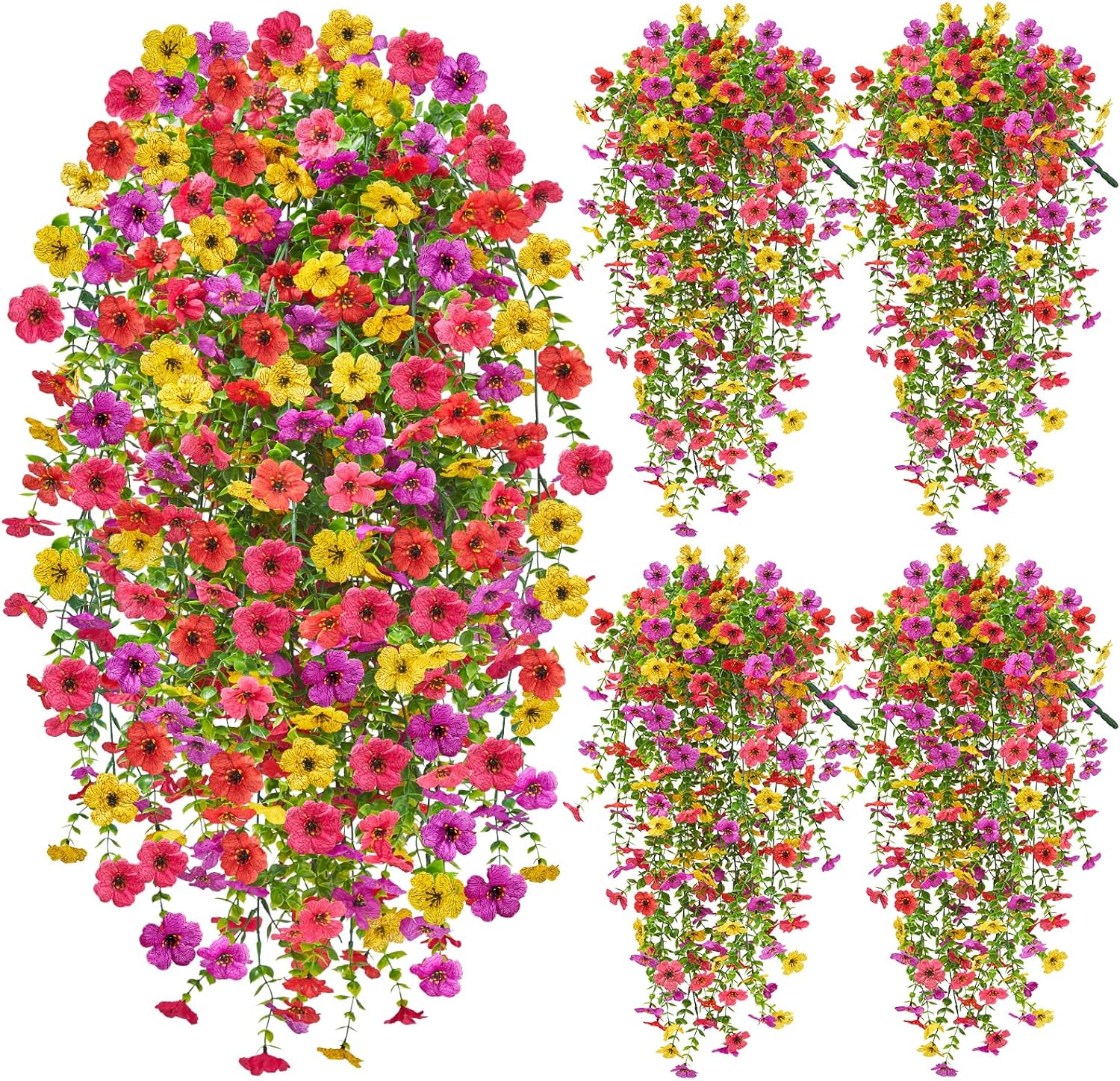 Upgrade UV-Resistant Artificial Hanging Flowers 4PCS