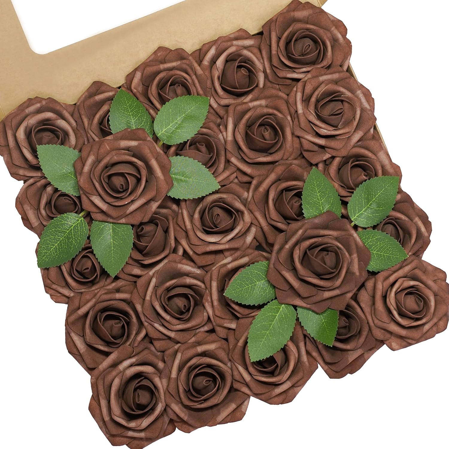 Brown Artificial Roses 25pcs for Wedding DIY Decor