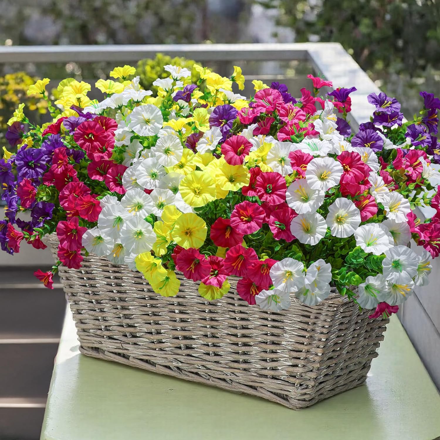 Ivydale 12 Bundle Artificial Morning Glory Flowers with Eucalyptus Leaves