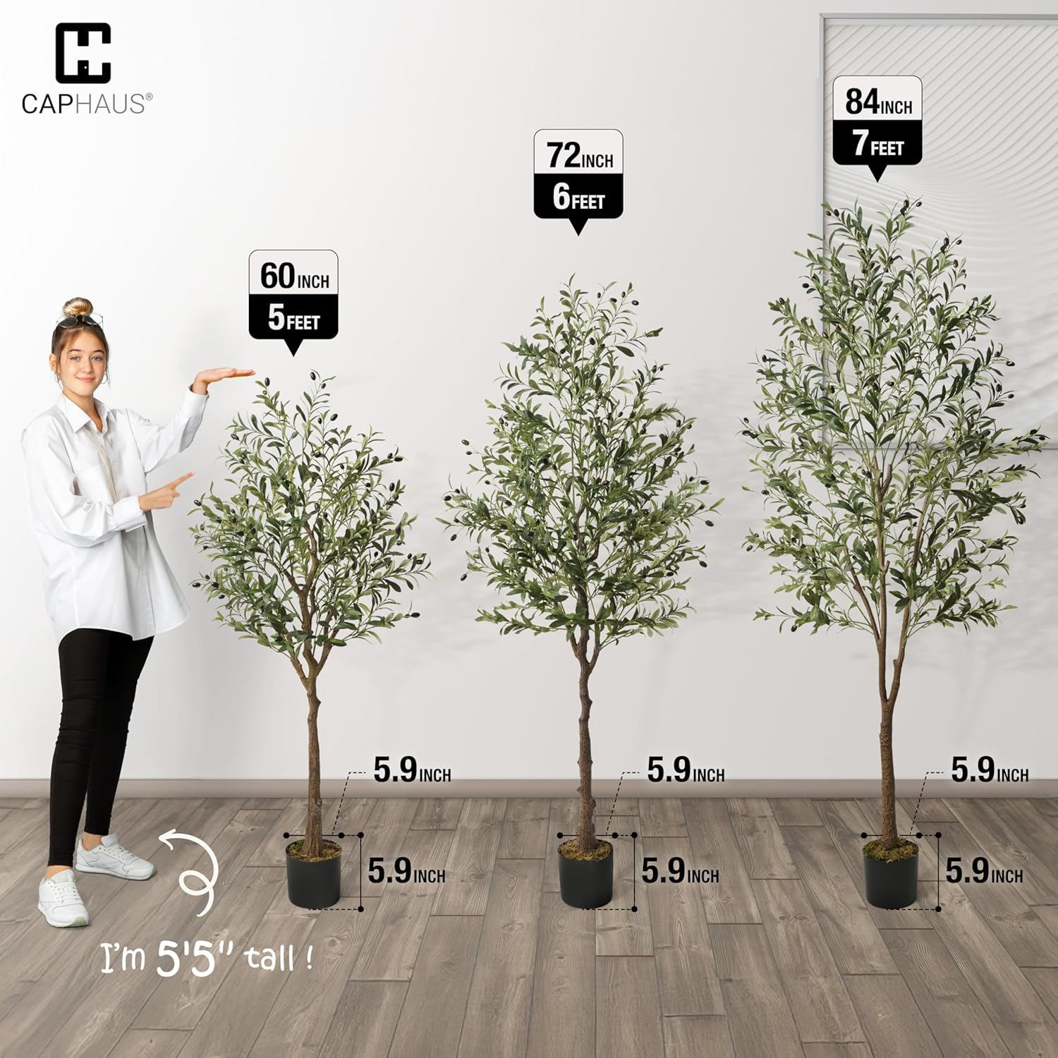 CAPHAUS 7 Feet Artificial Olive Tree with Pot