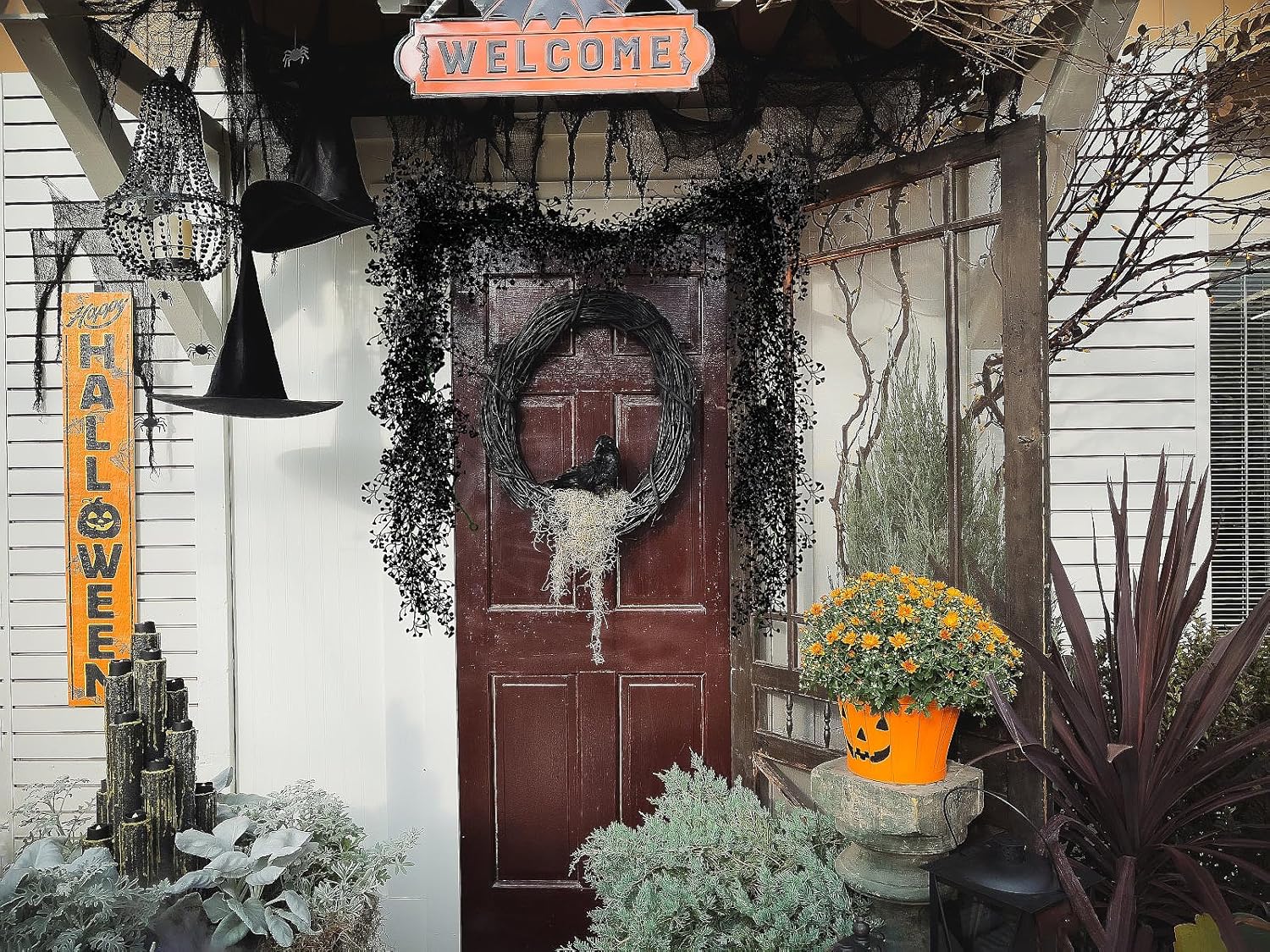 RECUTMS Artificial Hanging Plants 2Pcs Black Ivy Garland