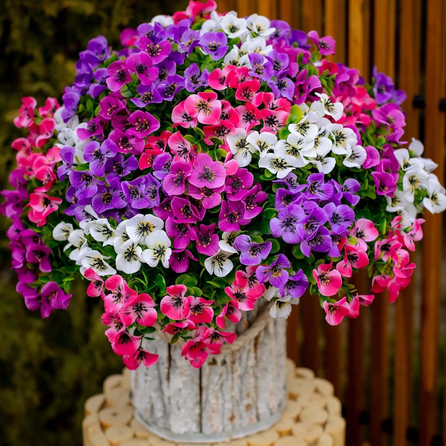AXYLEX Artificial Pansies Flowers Outdoor Decor 16 Bundles