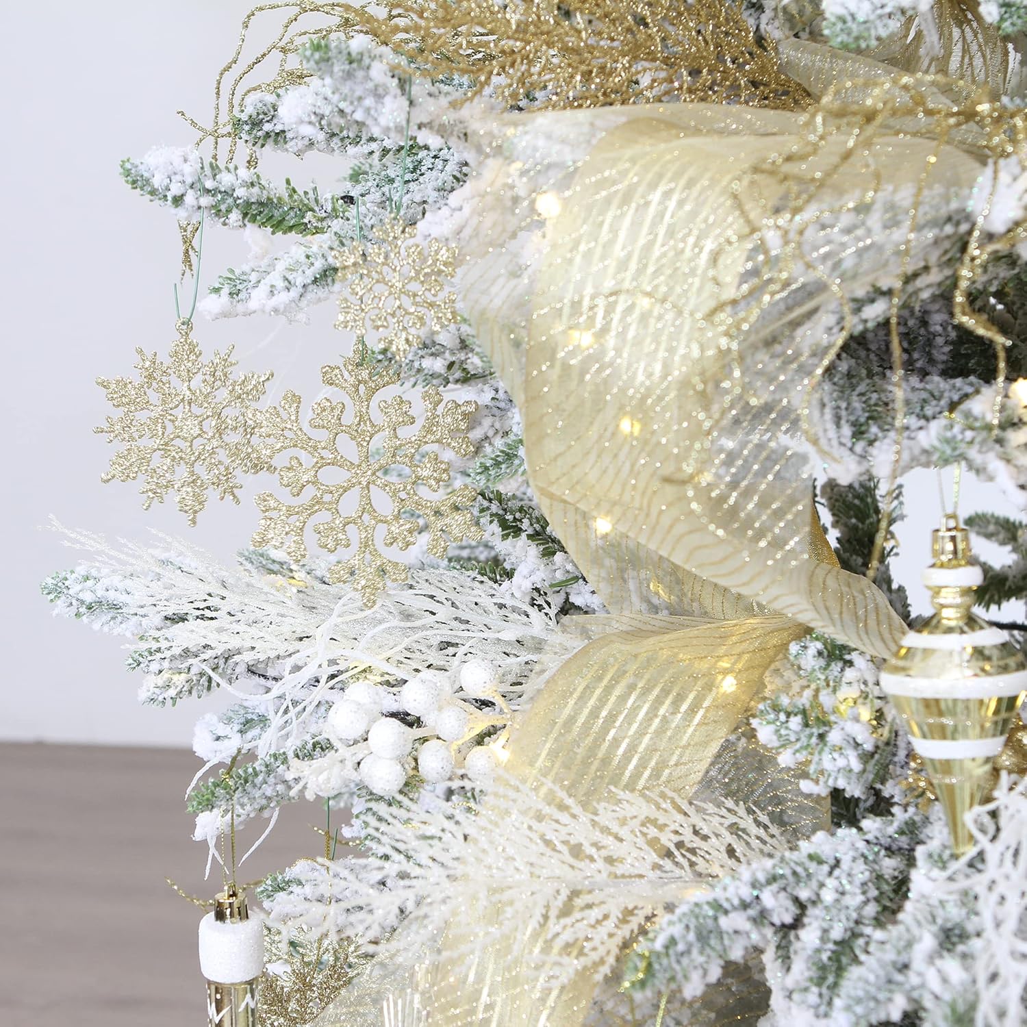 Sea Team 24-Pack Glitter Holly Berry Twigs for Christmas Tree