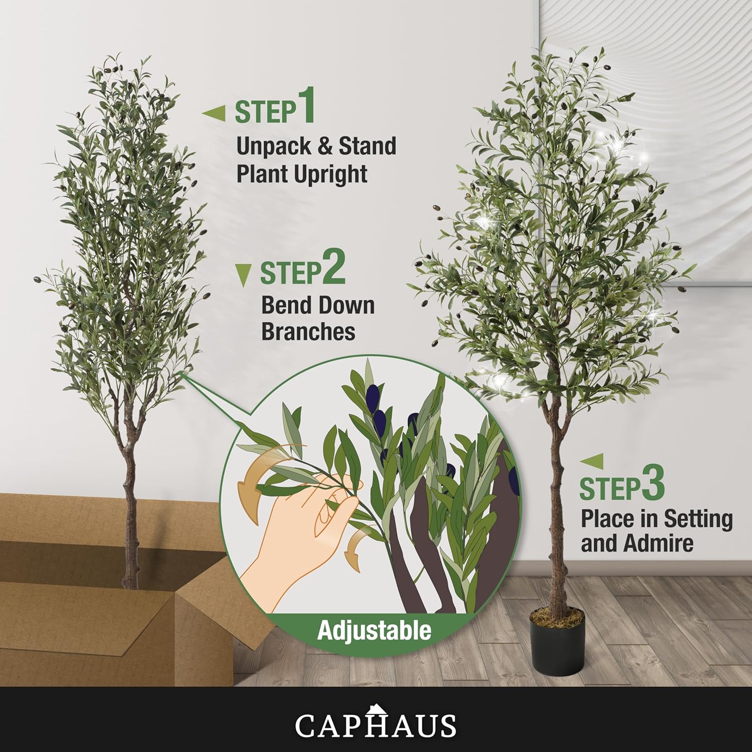 CAPHAUS 7 Feet Artificial Olive Tree with Pot