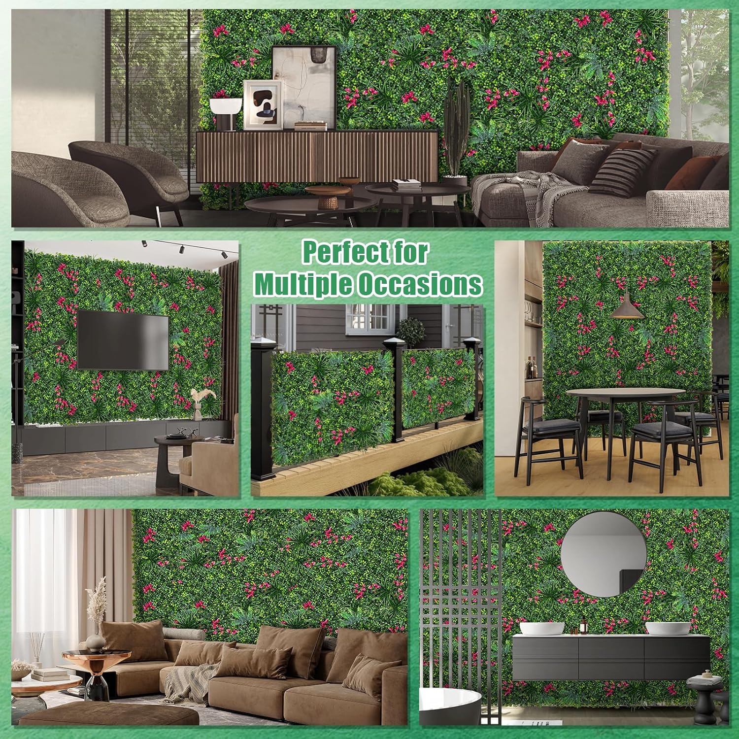 Artificial Boxwood Wall Panels with Mint Leaves 20x20 12pcs Greenery Privacy Screen