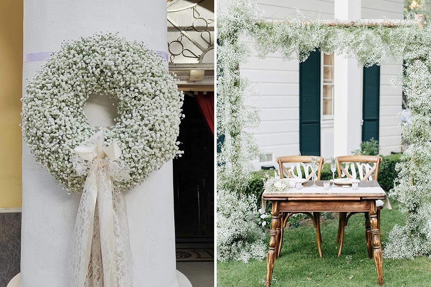 JIFTOK Artificial Babys Breath Flowers 24 Pcs White Wedding Decoration