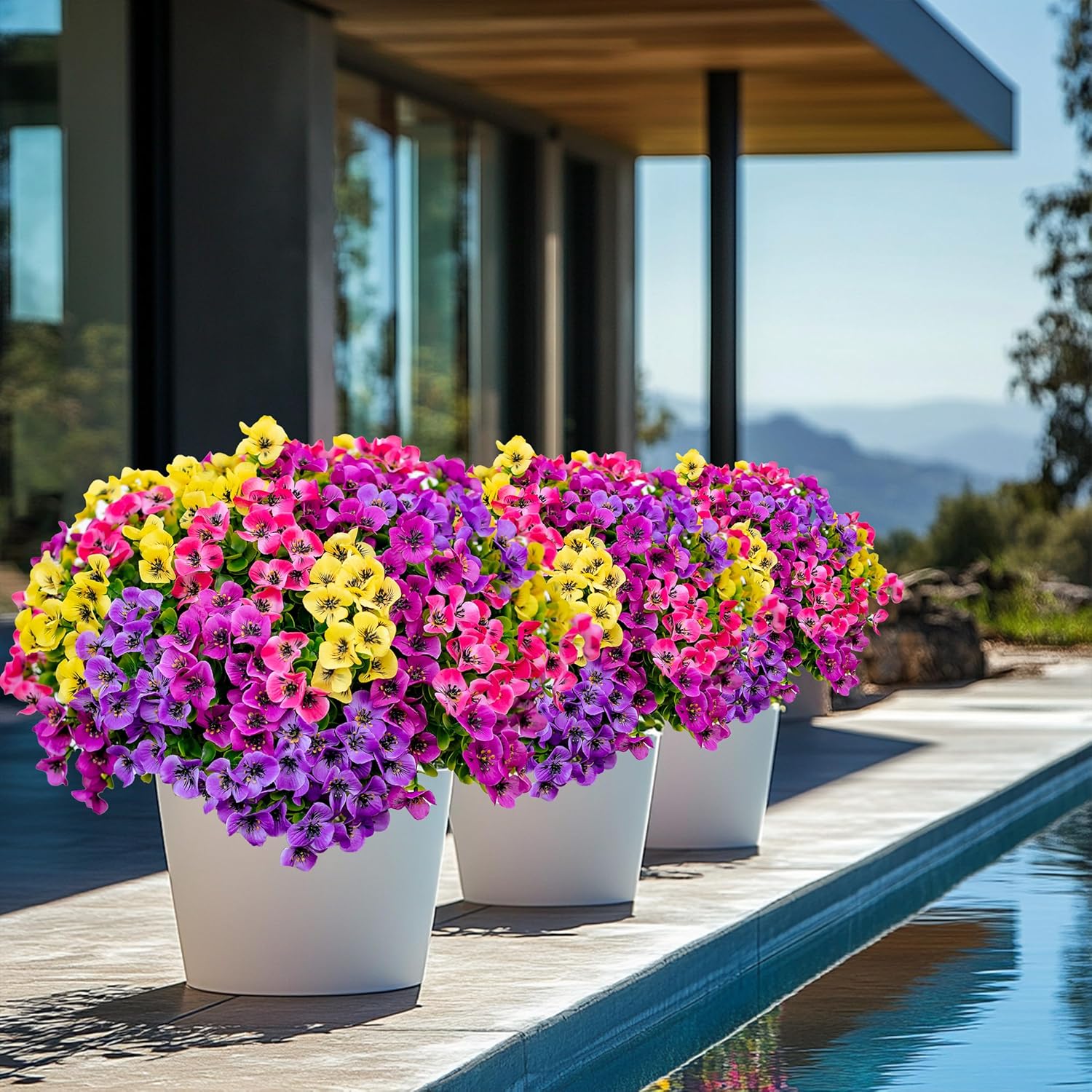 AXYLEX Artificial Flowers Outdoor Decor 16 Bundles Set