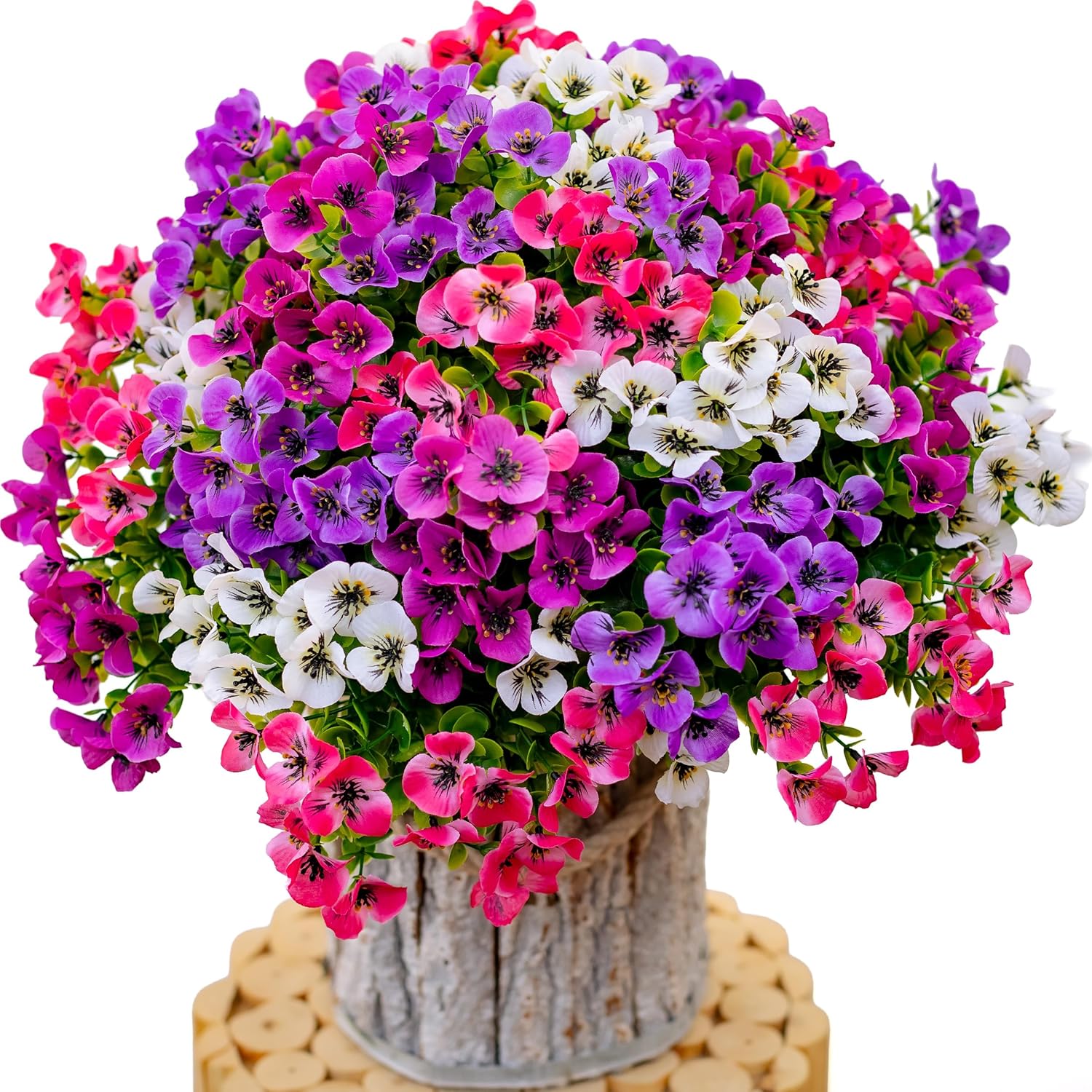 AXYLEX Artificial Pansies Flowers Outdoor Decor 16 Bundles