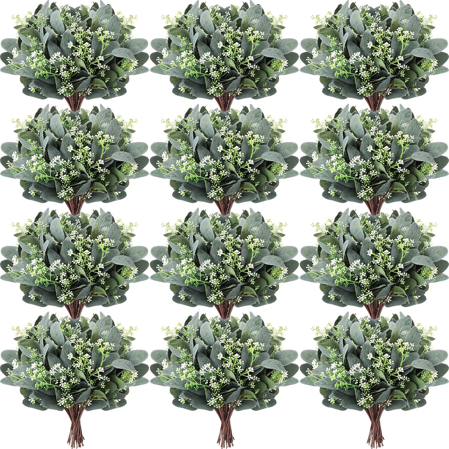 Janinka Artificial Eucalyptus Leaves with White Seeds 60 Pcs