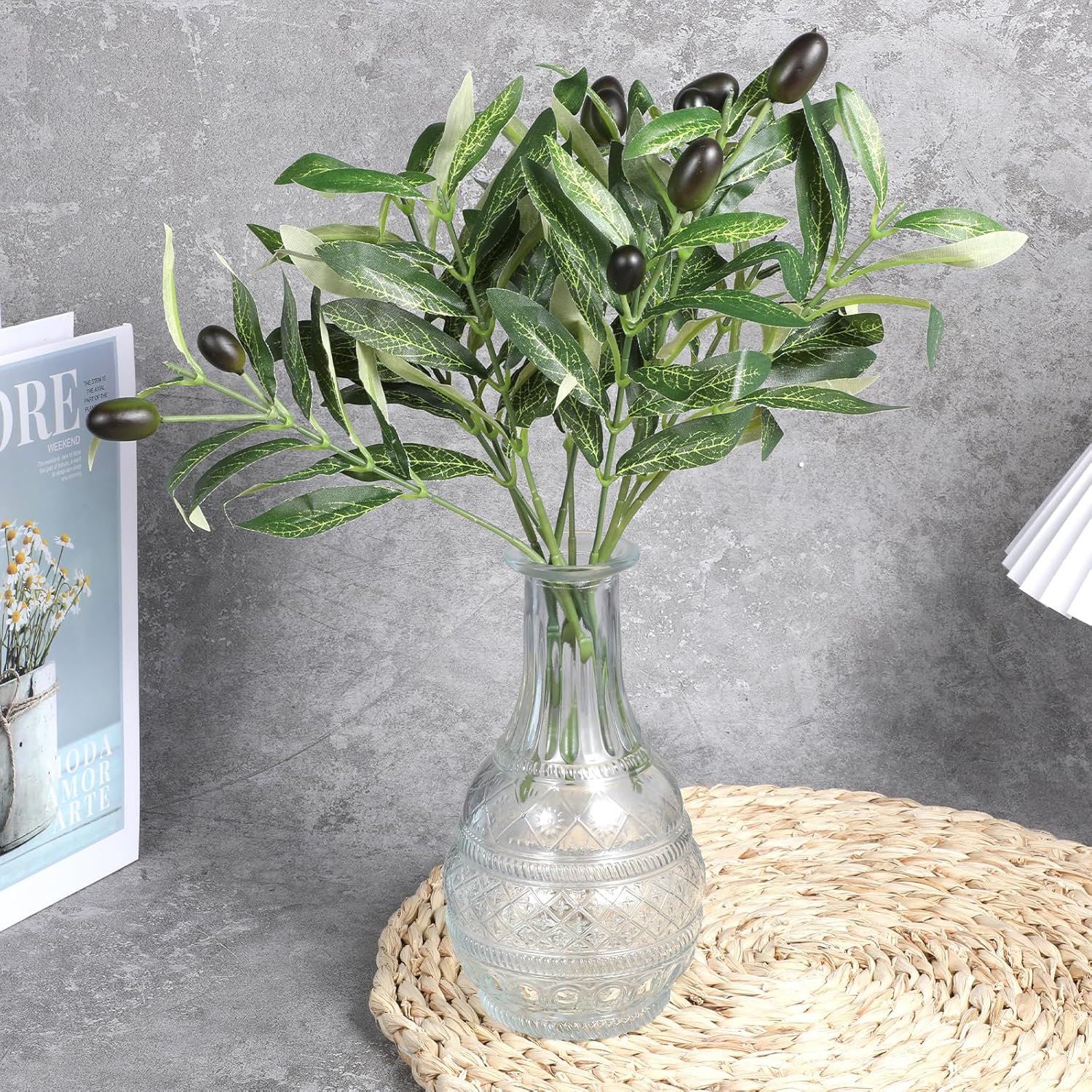 5 Pcs Artificial Olive Tree Branches 11 Inch Faux Greenery for Centerpieces