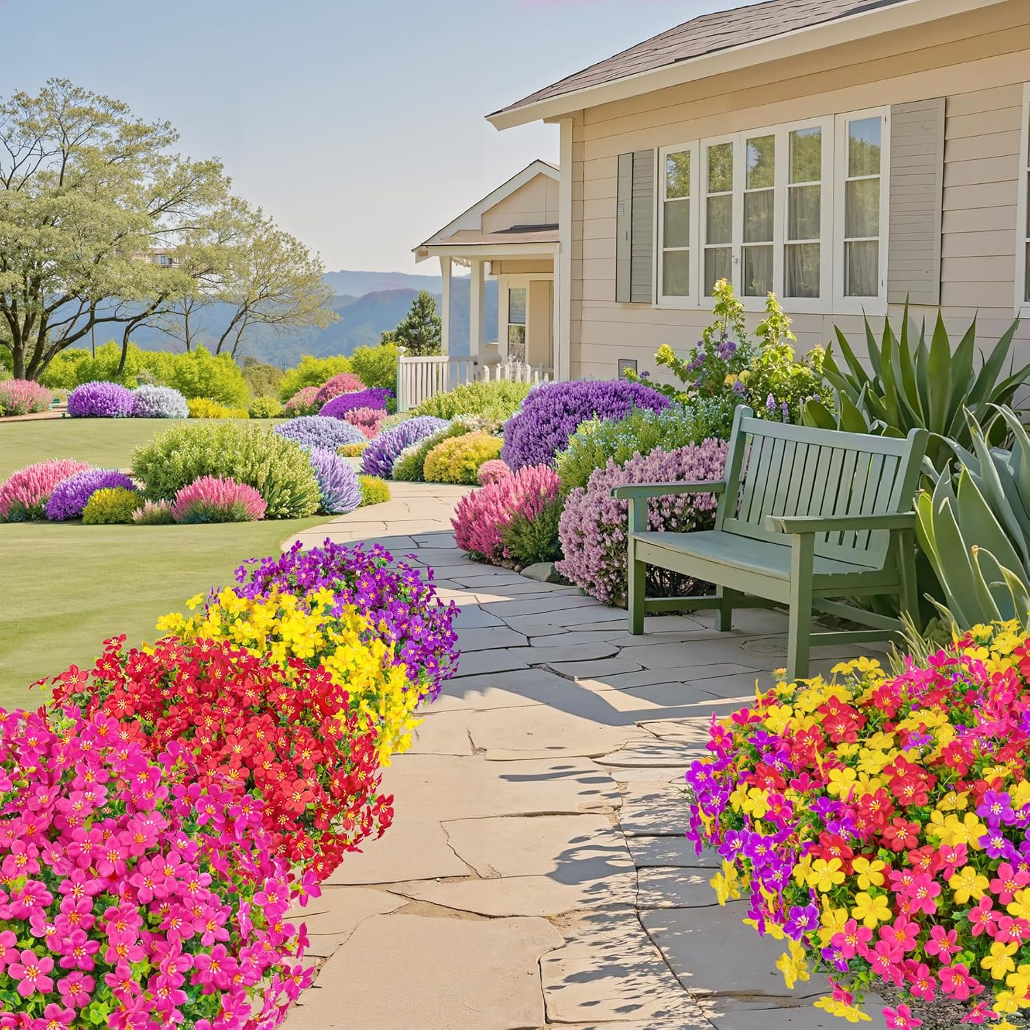 16 Piece Artificial Flowers Outdoor Decor UV Resistant