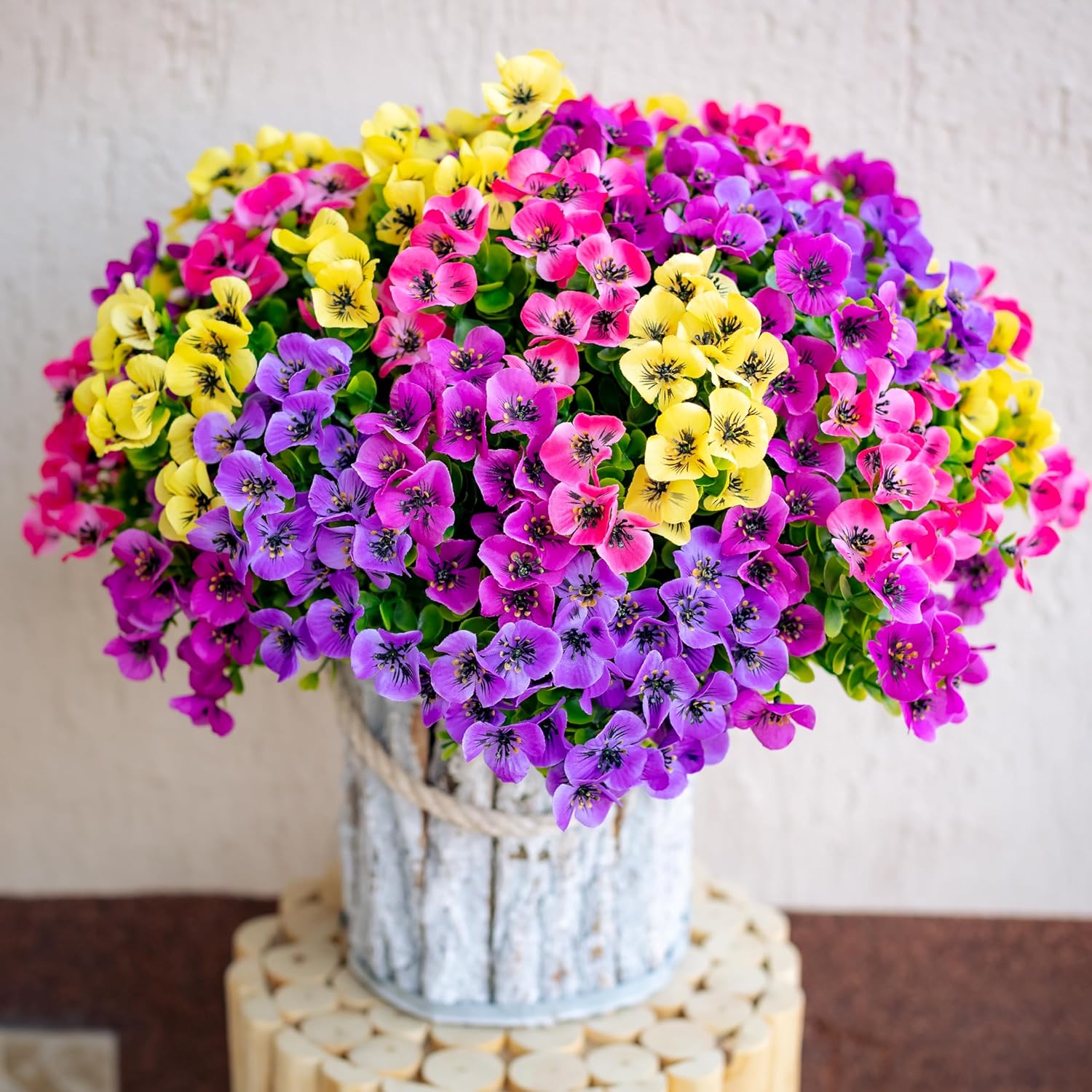 AXYLEX Artificial Flowers Outdoor Decor 16 Bundles Set