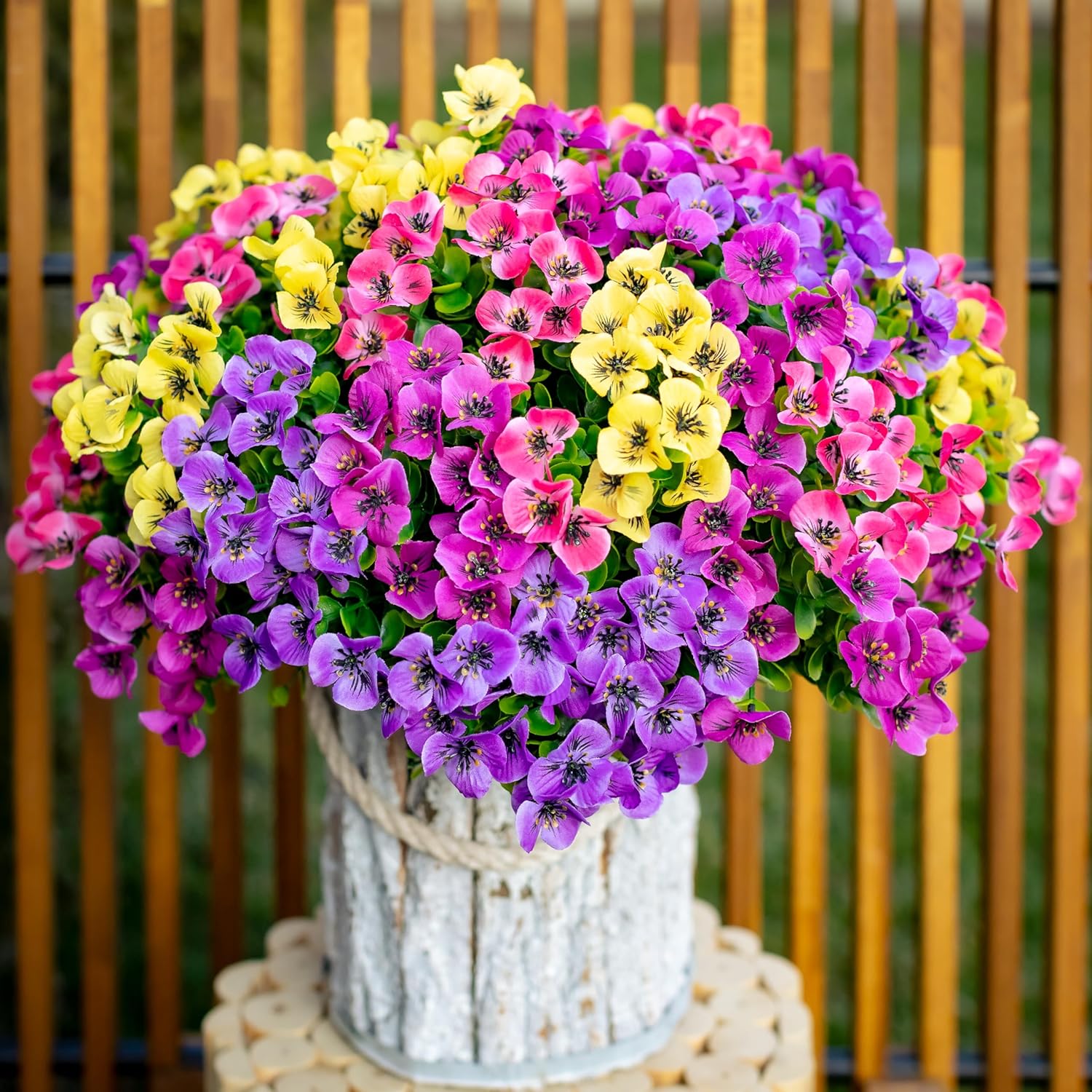 AXYLEX Artificial Flowers Outdoor Decor 16 Bundles Set